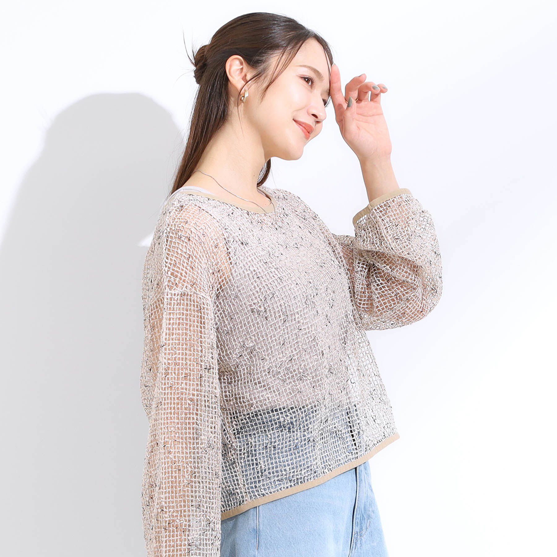 SHOO･LA･RUE「【前後2WAY】夏でもさらりと羽織れる メッシュリボンカーディガン」|カーディガン|