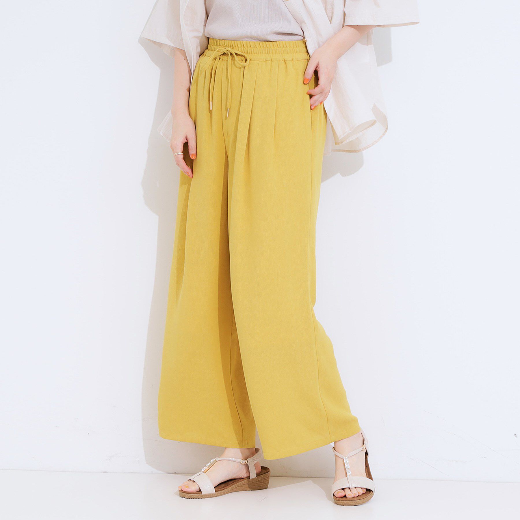 SHOO･LA･RUE「【S-LL/ひんやり】さらりと涼やか イージーワイドパンツ」|その他|