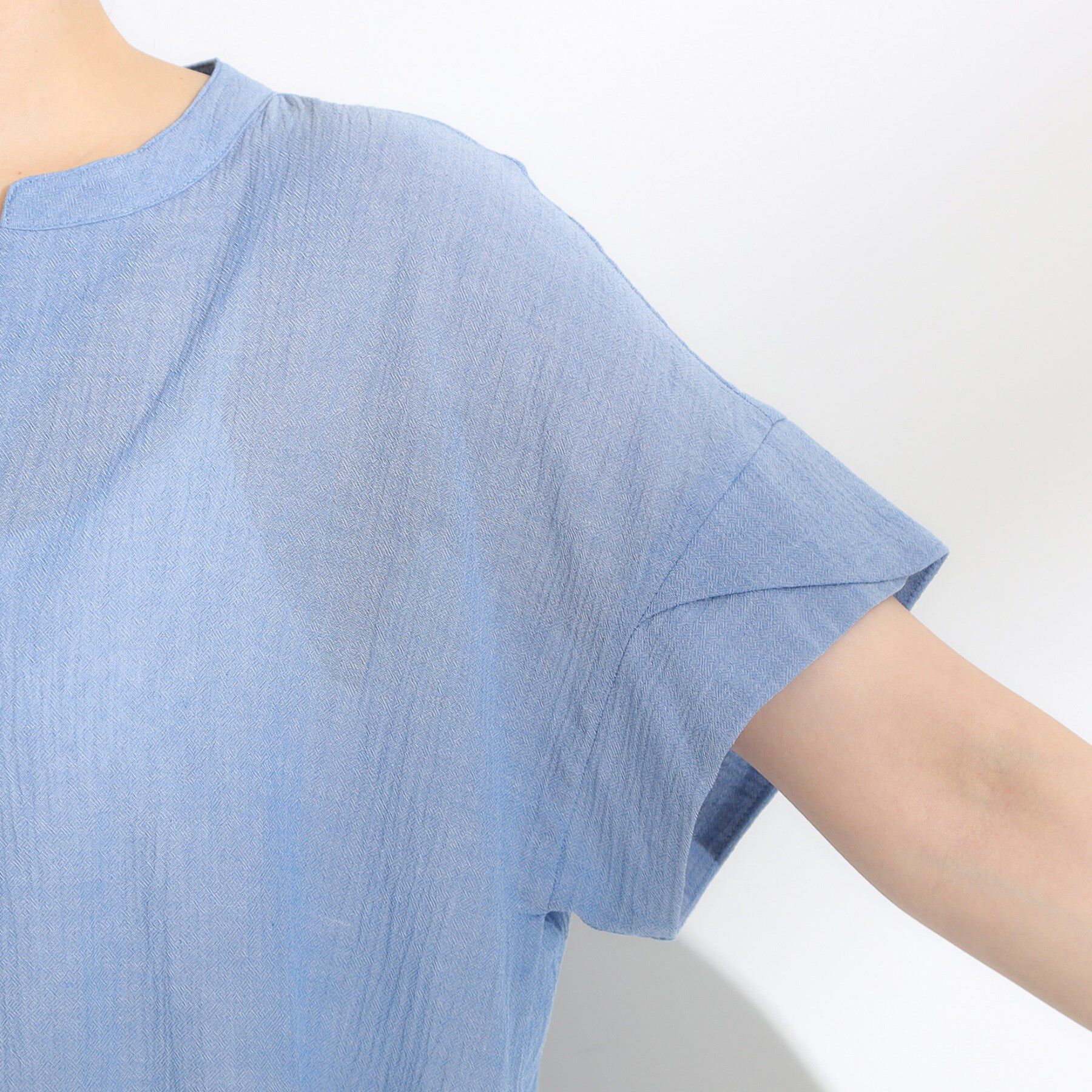 SHOO･LA･RUE「【S-LL】きれいに体型カバー さらシャリコットン スキッパーシャツ」|シャツ・ブラウス|