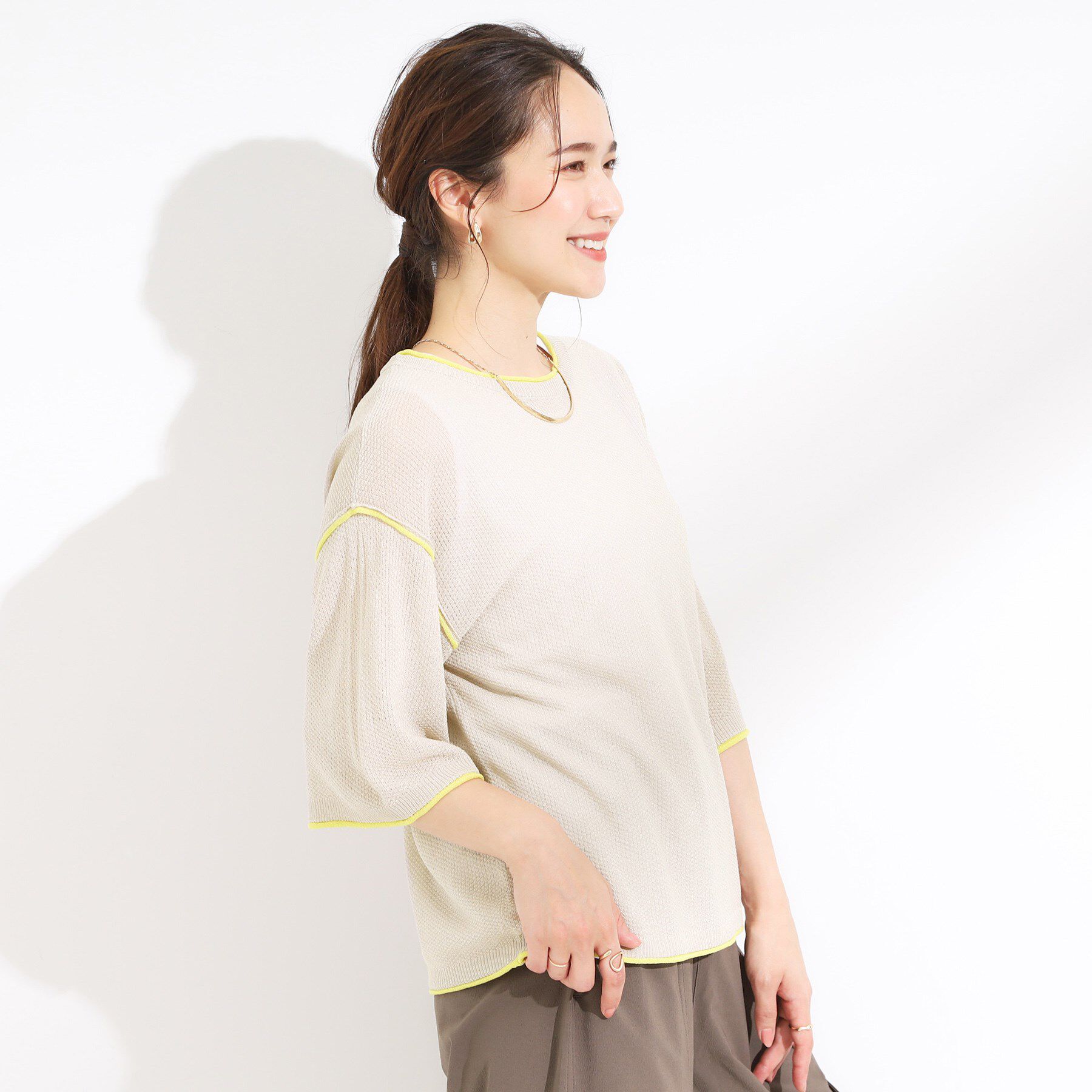 SHOO･LA･RUE「【S-LL/2点セット】配色使いがアクセント 半袖ニット+タンクトップ」|その他|