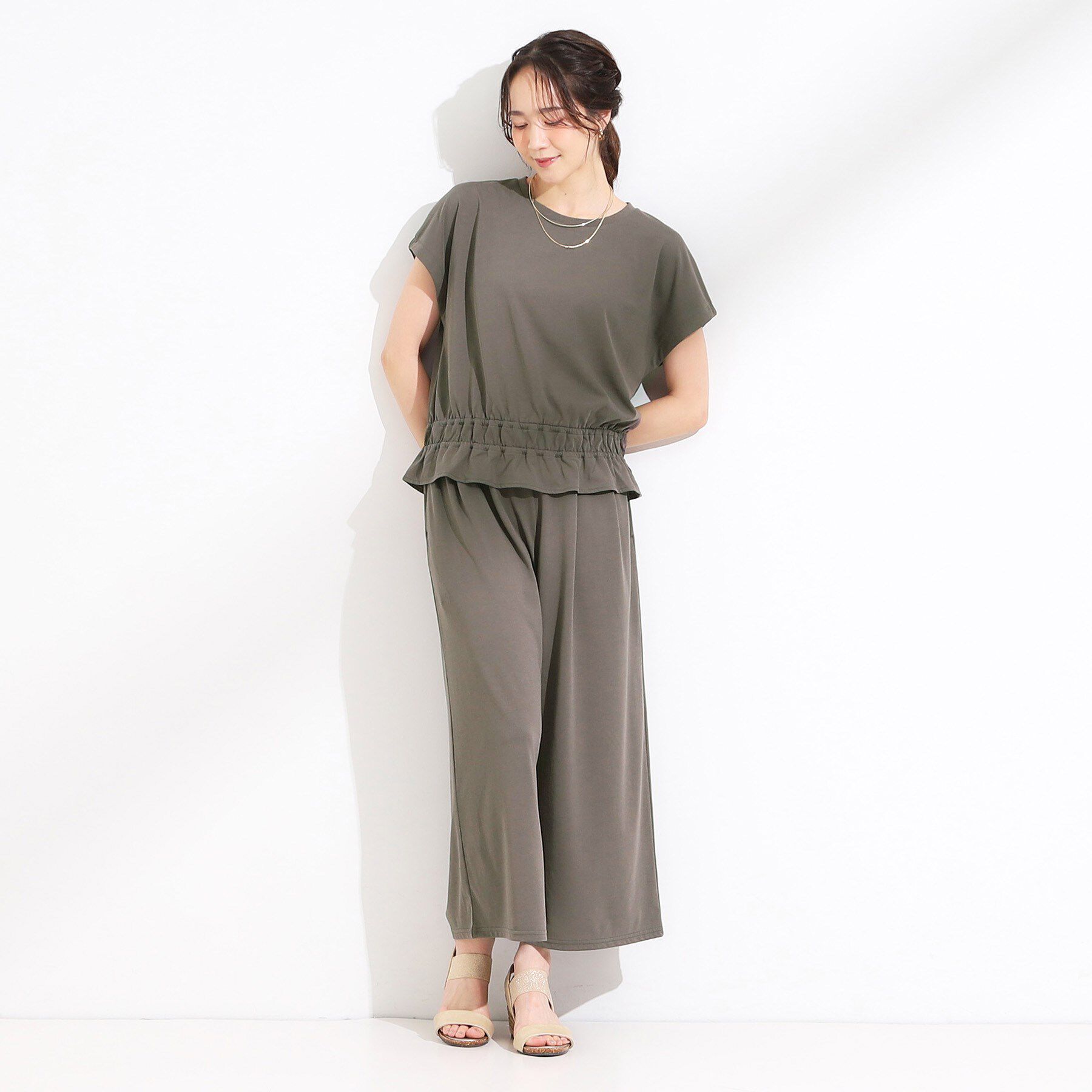 SHOO･LA･RUE「【ひんやり/2点セット】コーデに悩まず決まる トップス＋ガウチョパンツ」|スーツ|