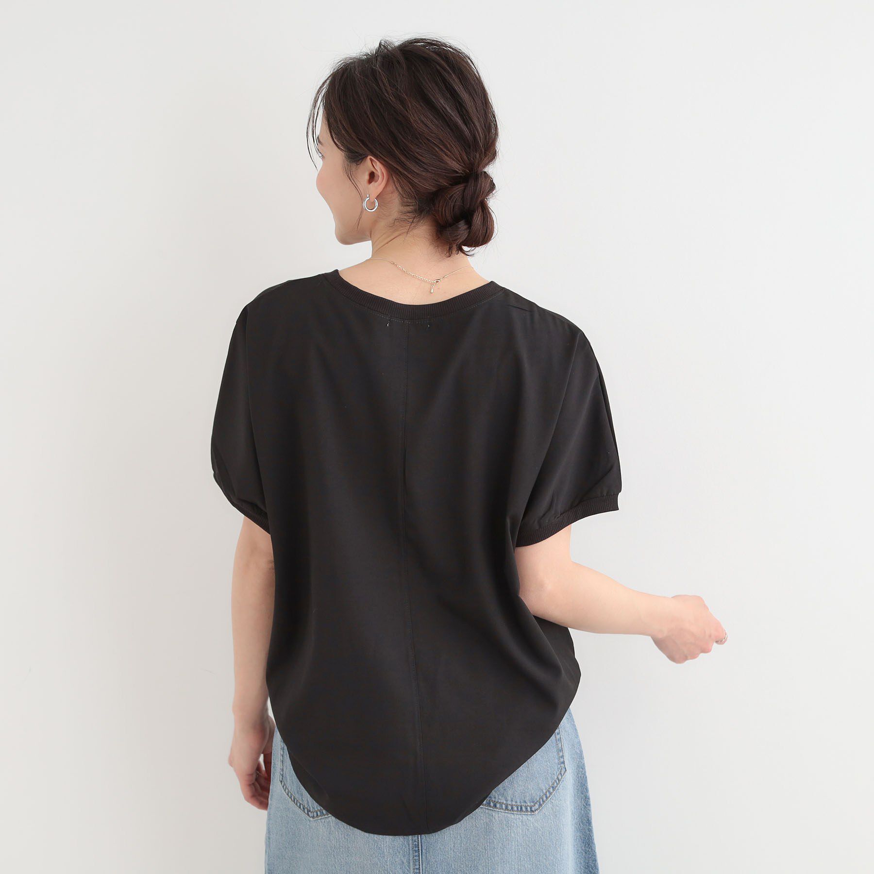 SHOO･LA･RUE「【ひんやり/洗濯後しわになりにくい】リブ切り替えドルマンブラウス」|シャツ・ブラウス|