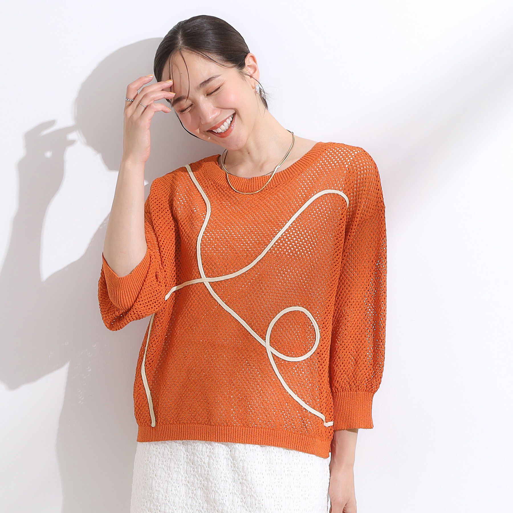 SHOO･LA･RUE「【前後2WAY/S-LL】にょろにょろ刺繍メッシュカーディガン」|カーディガン|