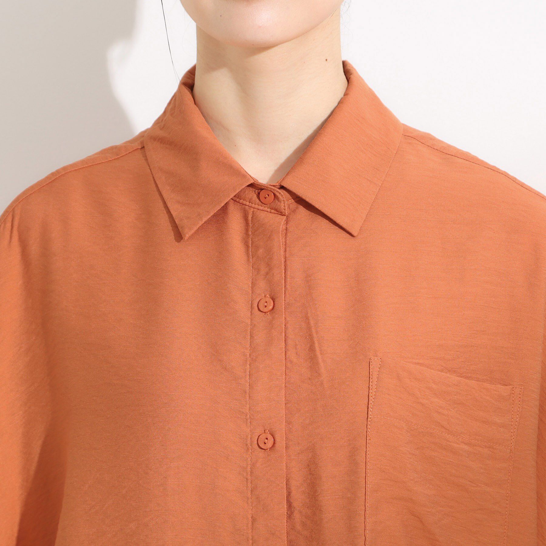 SHOO･LA･RUE「【洗える/S-LL/5分袖】1枚でも羽織としても。さらさらドレープシャツ」|シャツ・ブラウス|