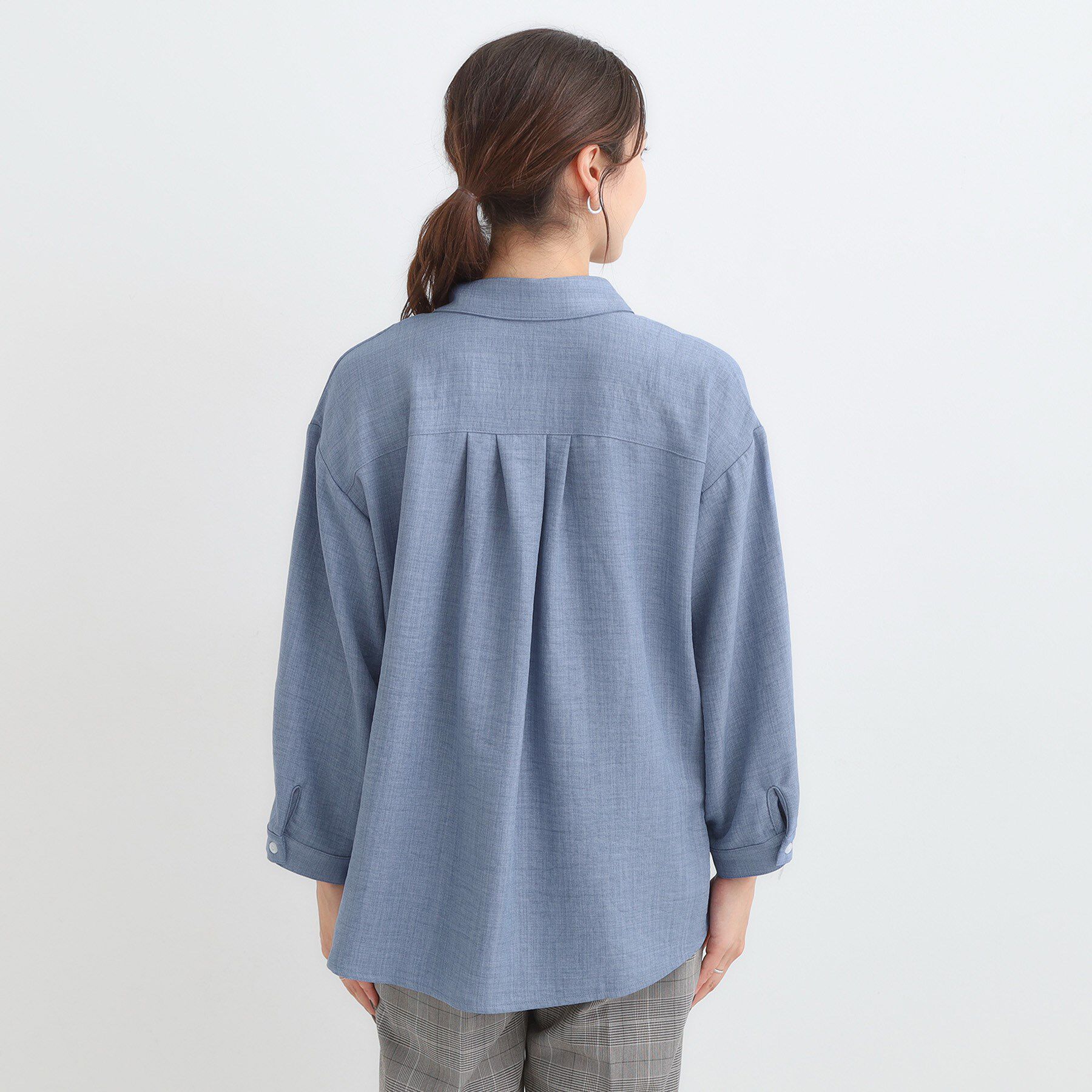 SHOO･LA･RUE「【S-LL】インせず着られる デニムライク前開きブラウス」|シャツ・ブラウス|