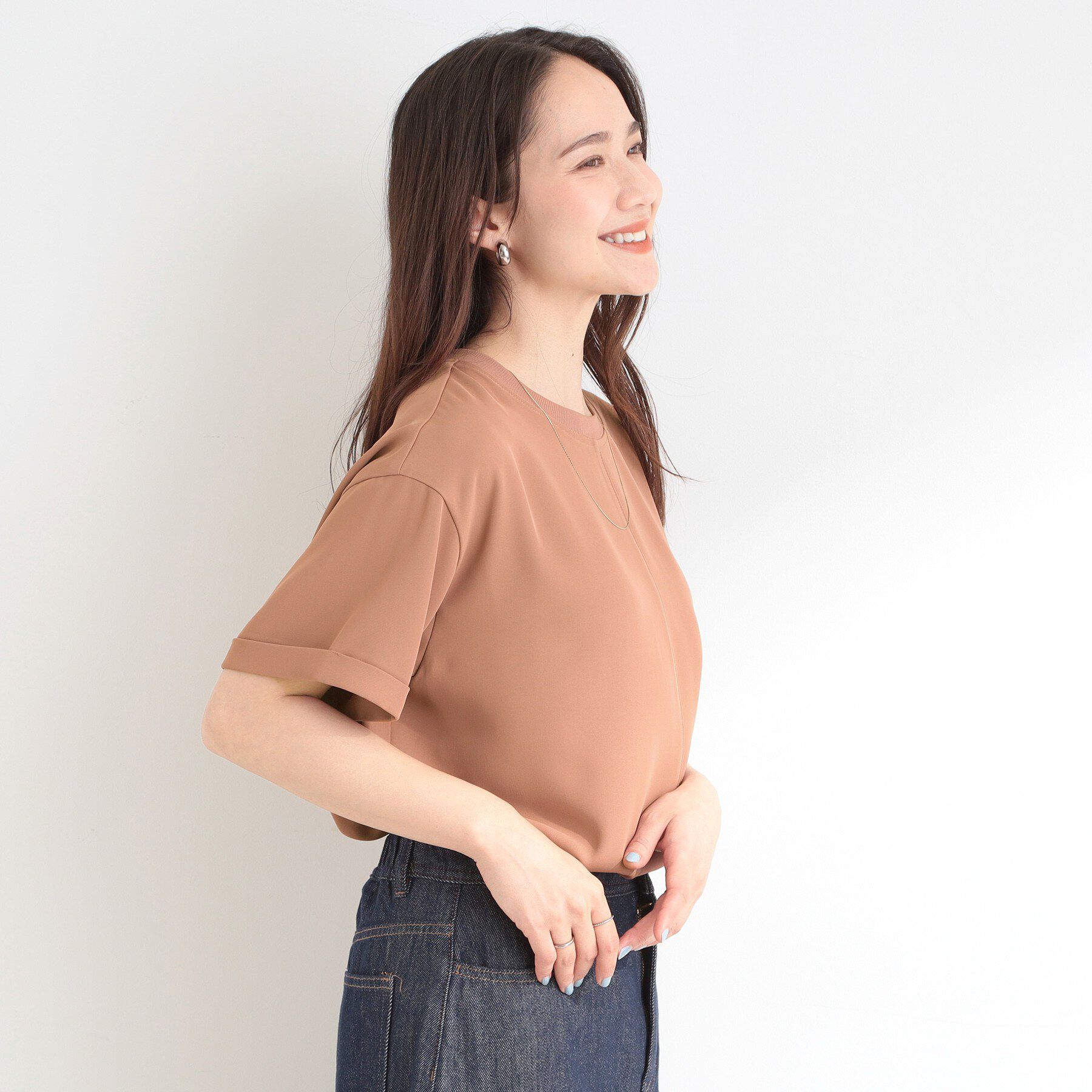 SHOO･LA･RUE「【ひんやり/UV/S-LL/セットアップ可】さらさらぷるんトップス」|シャツ・ブラウス|