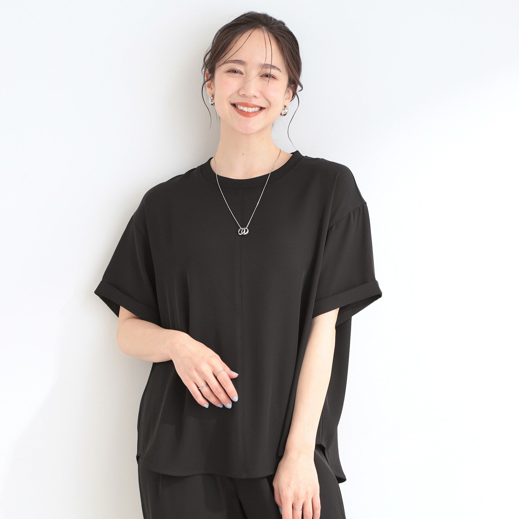 SHOO･LA･RUE「【ひんやり/UV/S-LL/セットアップ可】さらさらぷるんトップス」|シャツ・ブラウス|