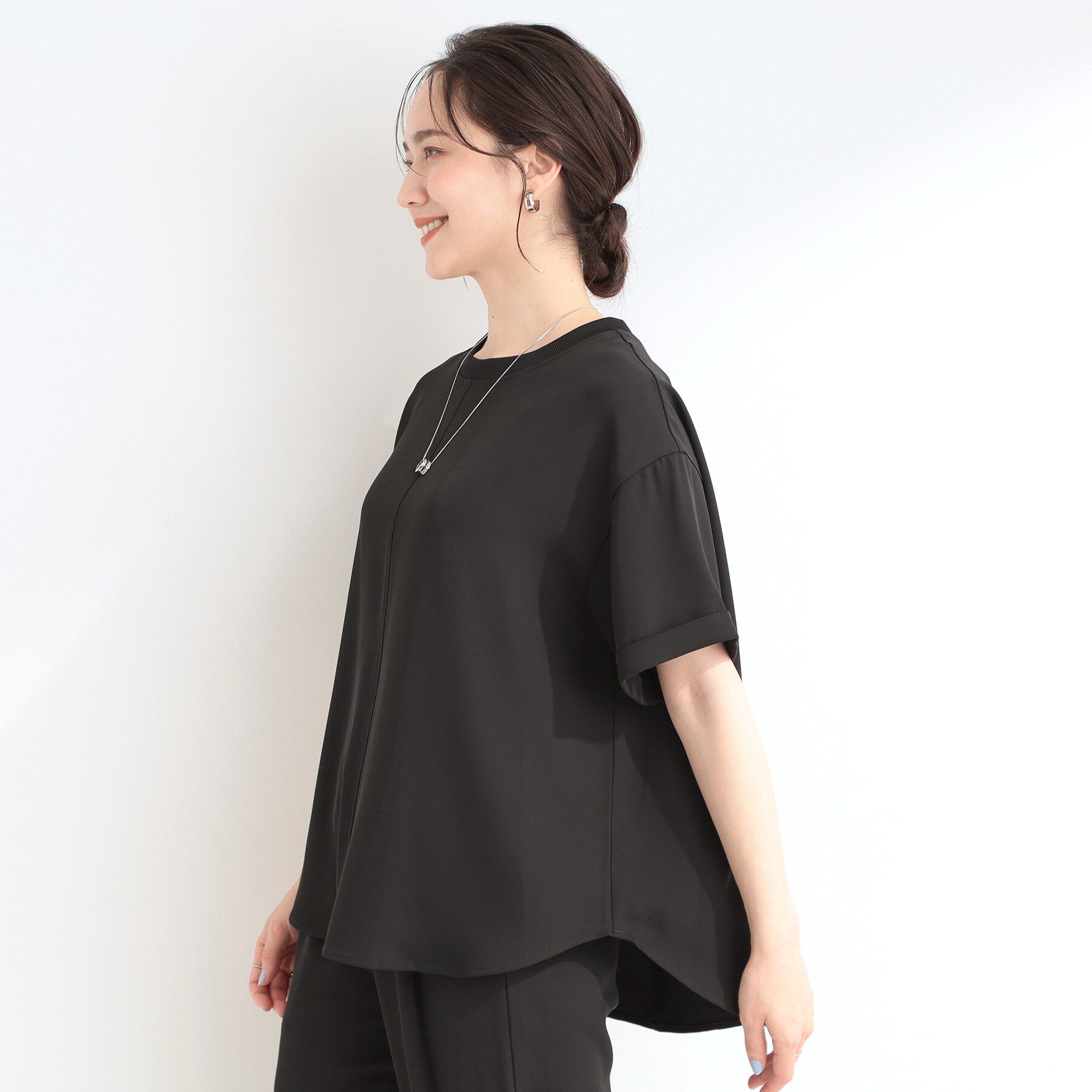 SHOO･LA･RUE「【ひんやり/UV/S-LL/セットアップ可】さらさらぷるんトップス」|シャツ・ブラウス|