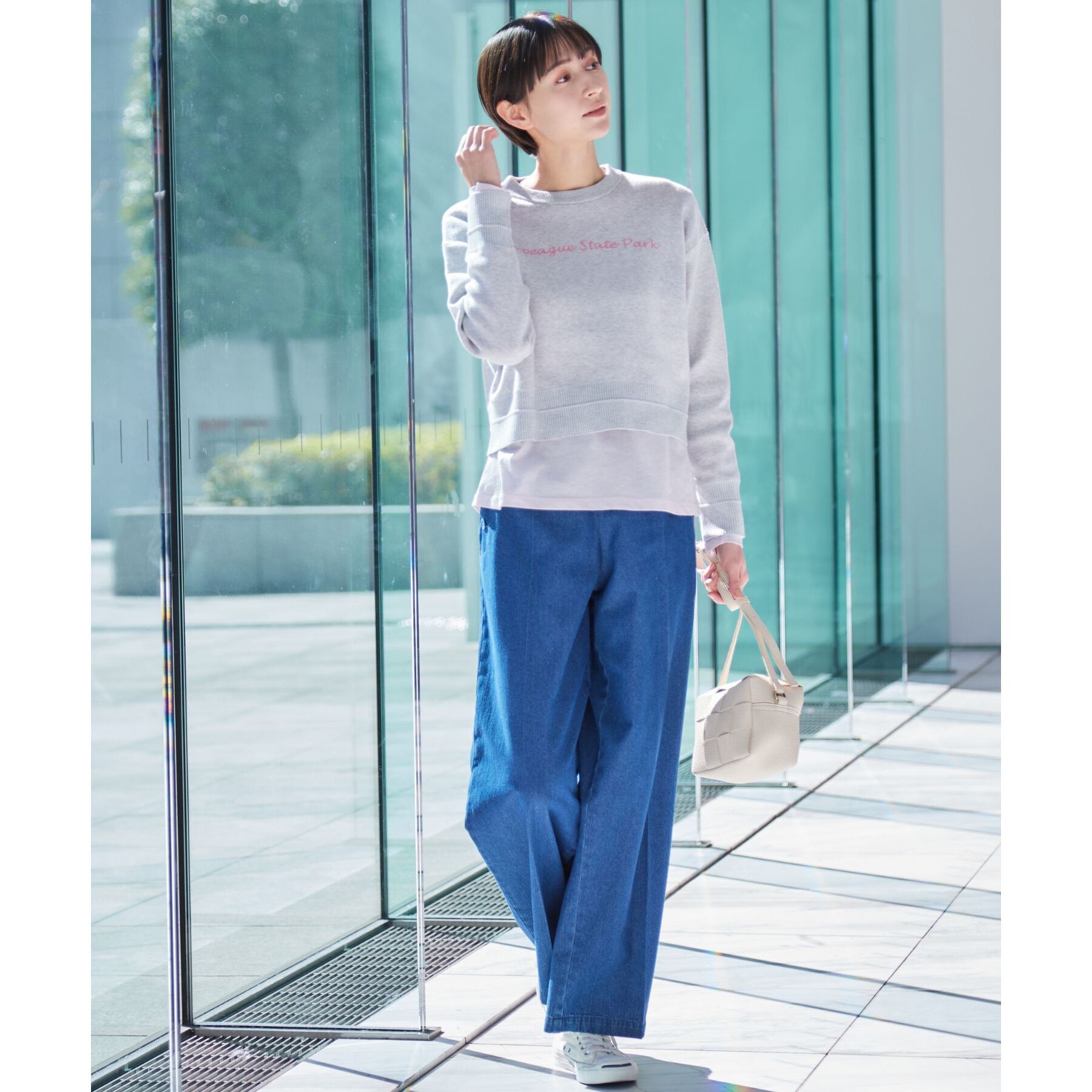 Dessin「【洗える】クロップド丈ロゴジャカードニット（S～L）」|ニット・セーター|