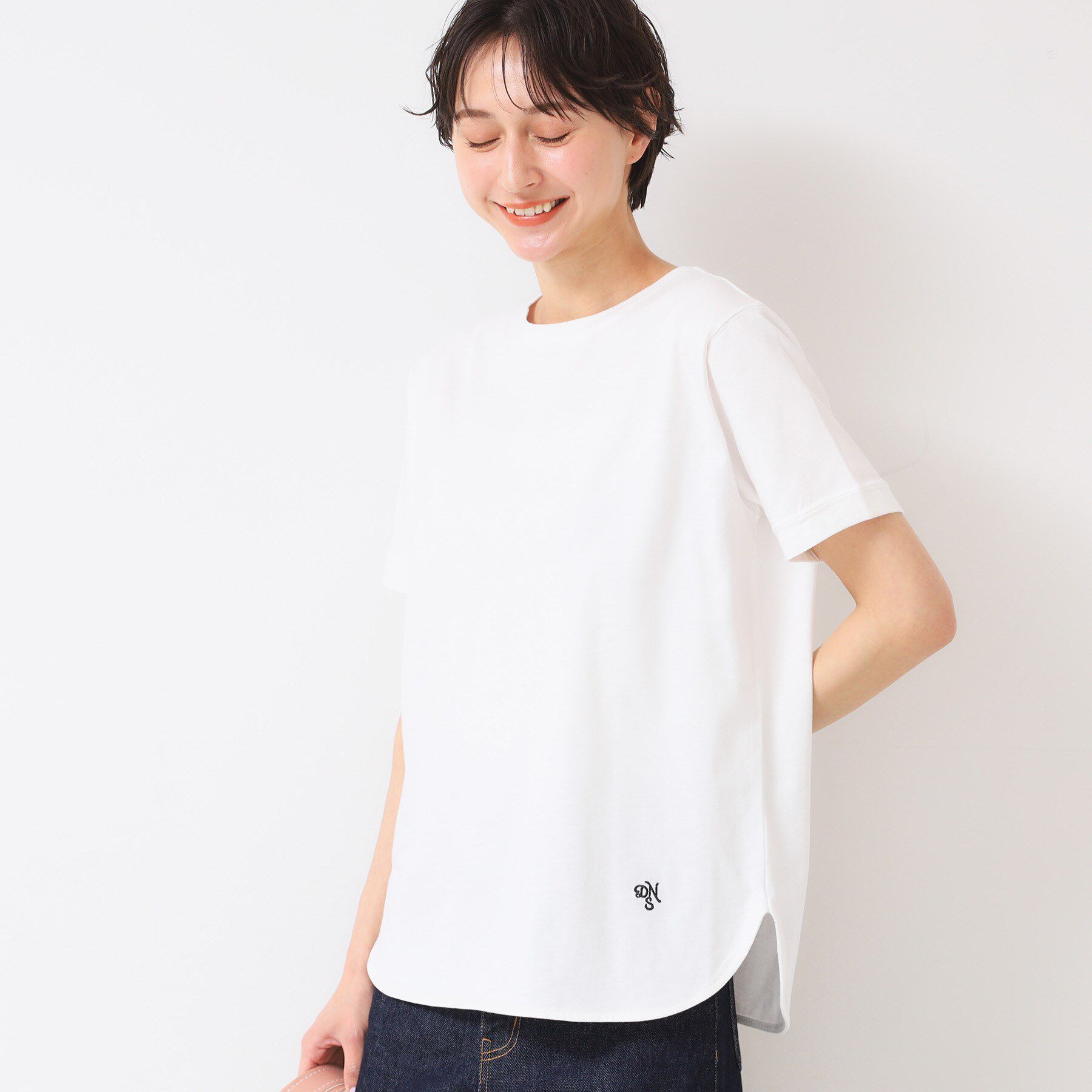 Dessin「【レイヤード・1枚着・プチプラ】シャツテールTシャツ（XS～L）」|Tシャツ・カットソー|ホワイト(002)