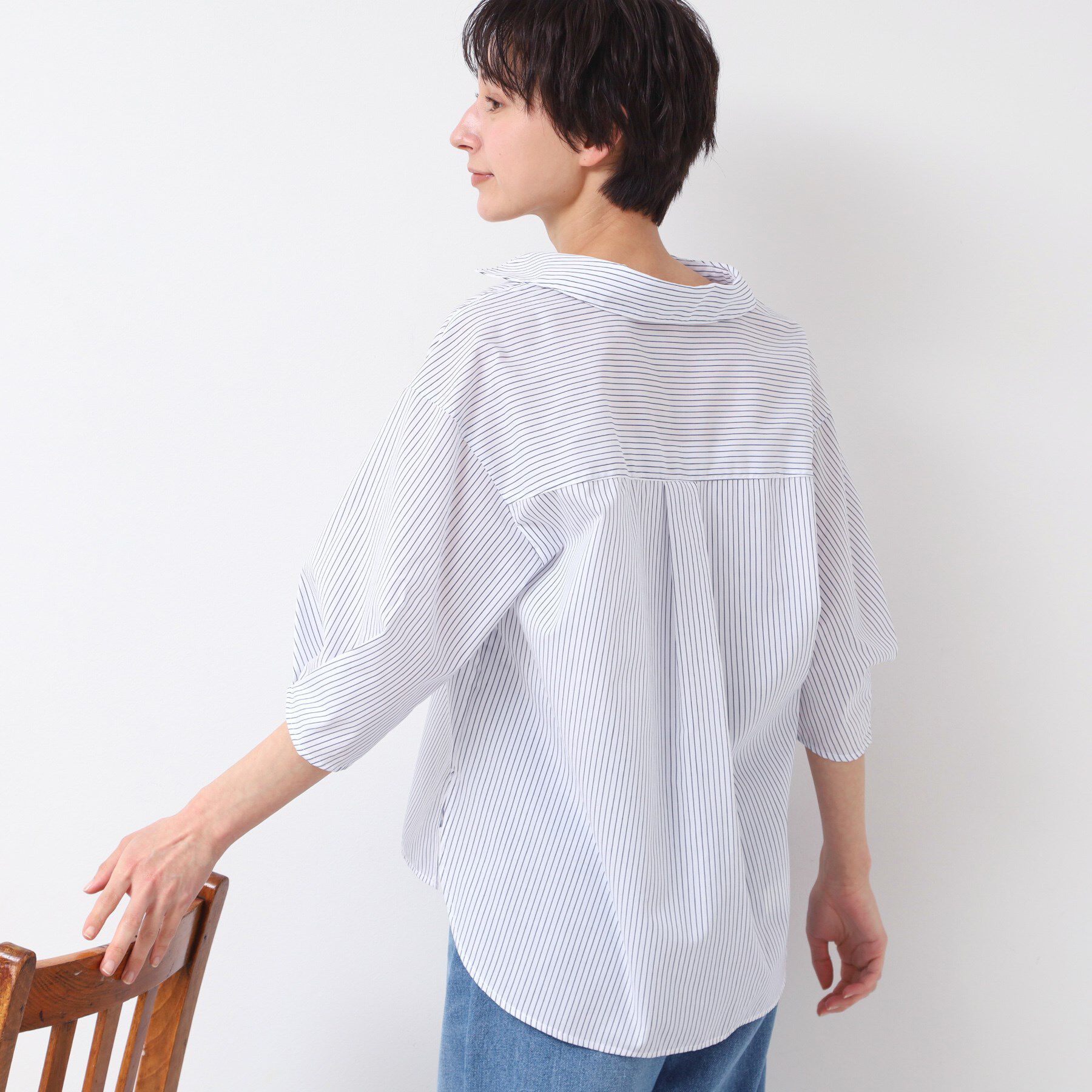 Dessin「【洗える・4サイズ展開】スキッパーシャツブラウス（XS～L）」|シャツ・ブラウス|