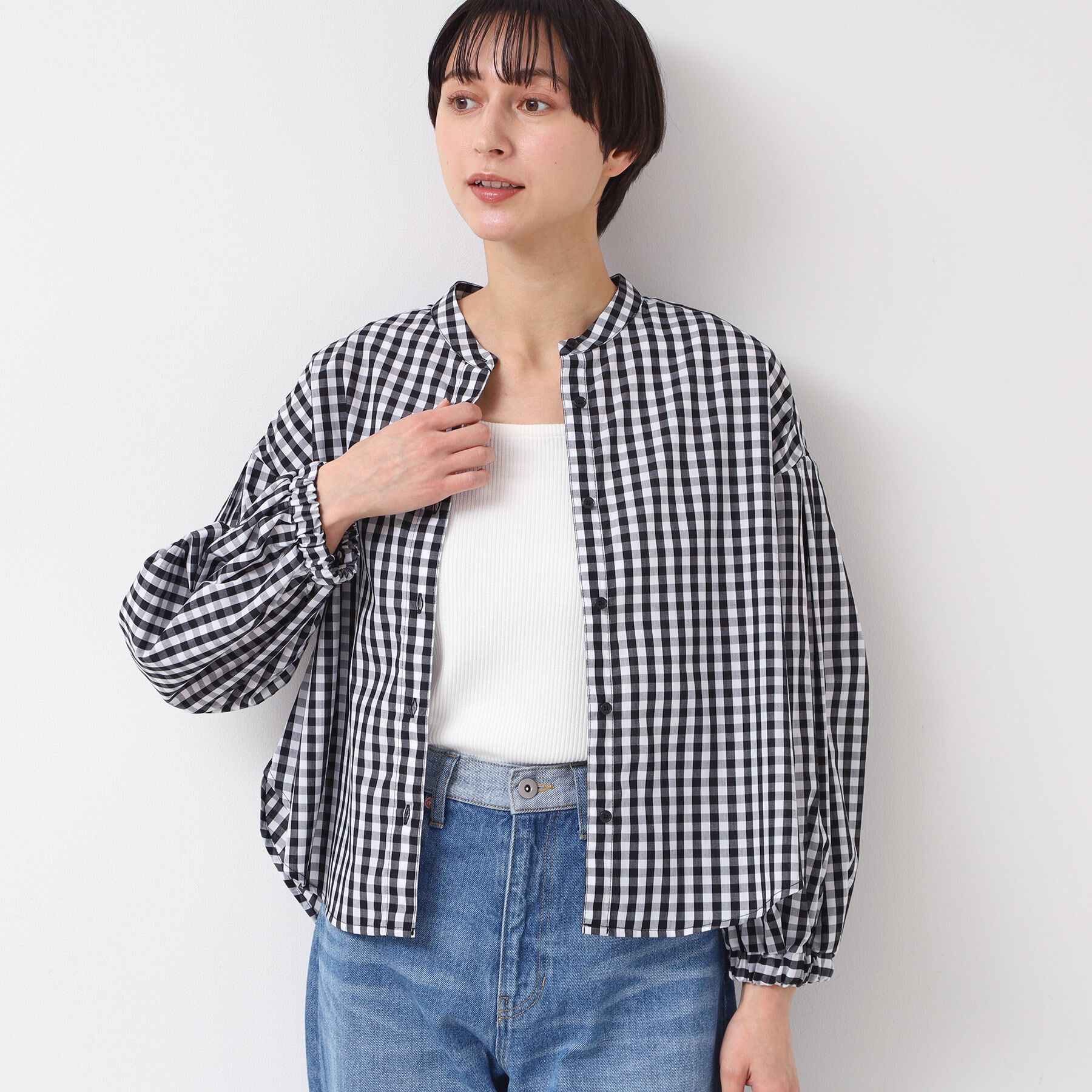 Dessin「【洗える・4サイズ展開】バンドカラーシャツ（XS～L）」|シャツ・ブラウス|ブラック(219)