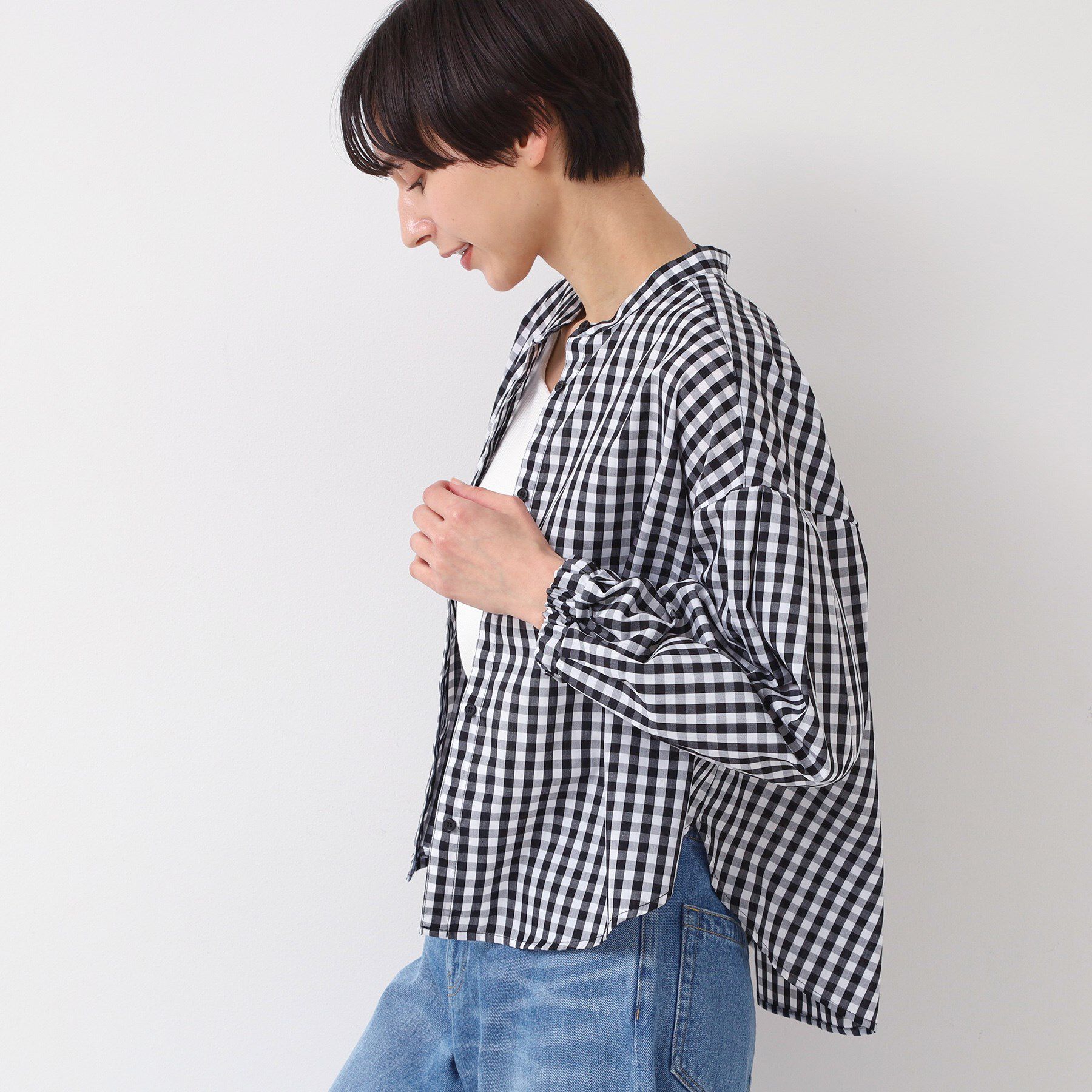 Dessin「【洗える・4サイズ展開】バンドカラーシャツ（XS～L）」|シャツ・ブラウス|