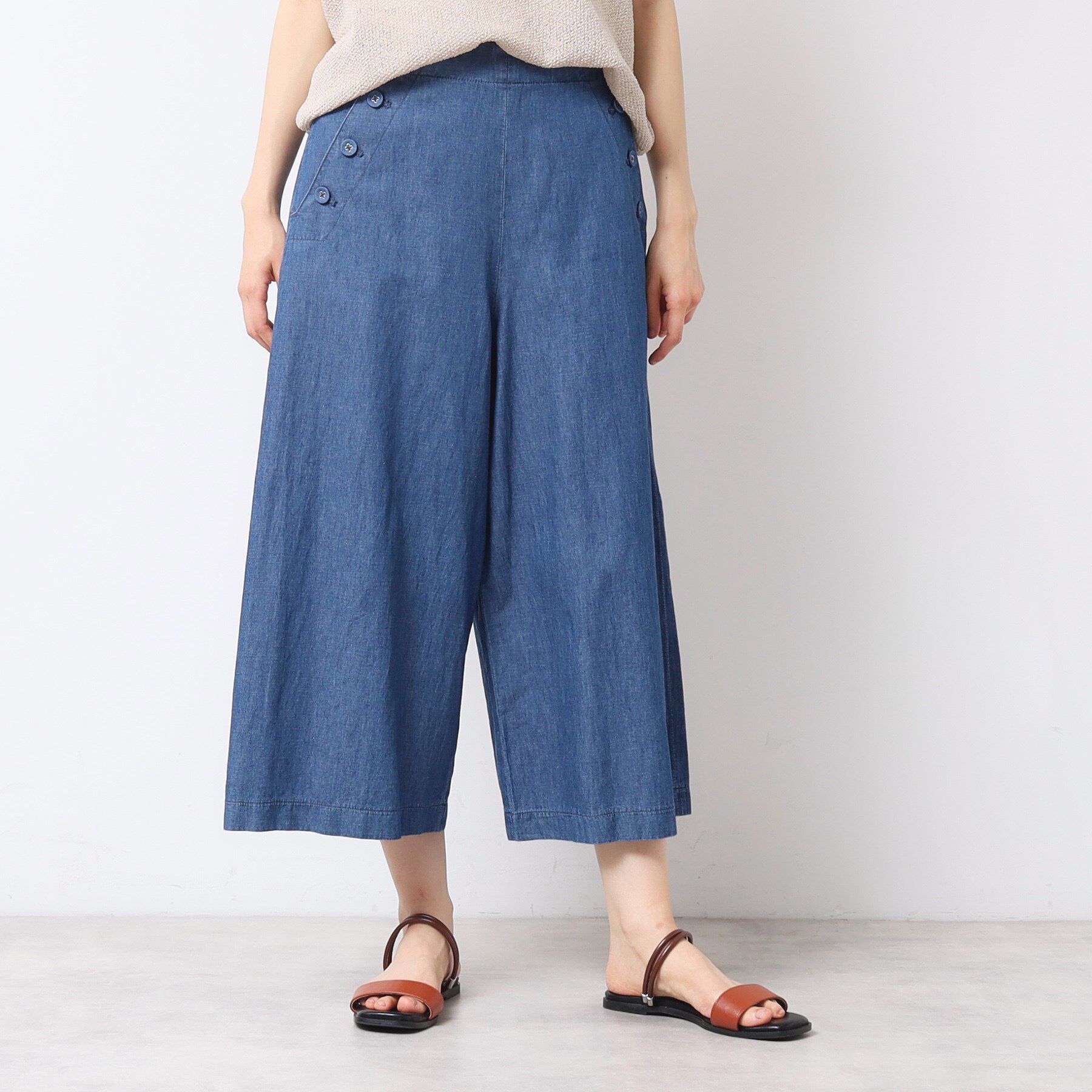 Dessin「【洗える・4サイズ展開】リネンブレンドクロップド丈マリンパンツ」|その他|