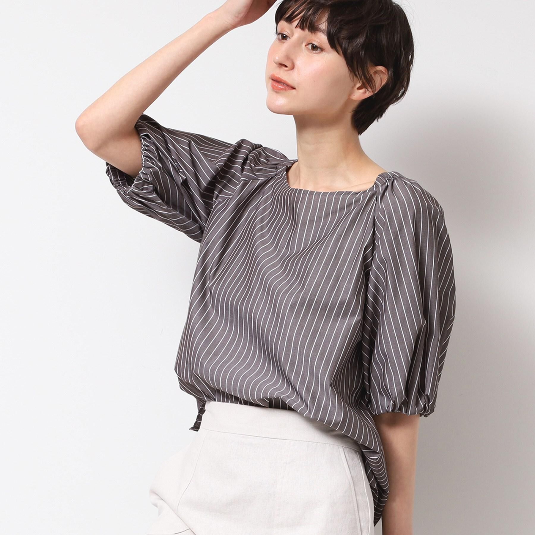 Dessin「【洗える】バッグギャザー入り五分袖ボリュームブラウス」|シャツ・ブラウス|