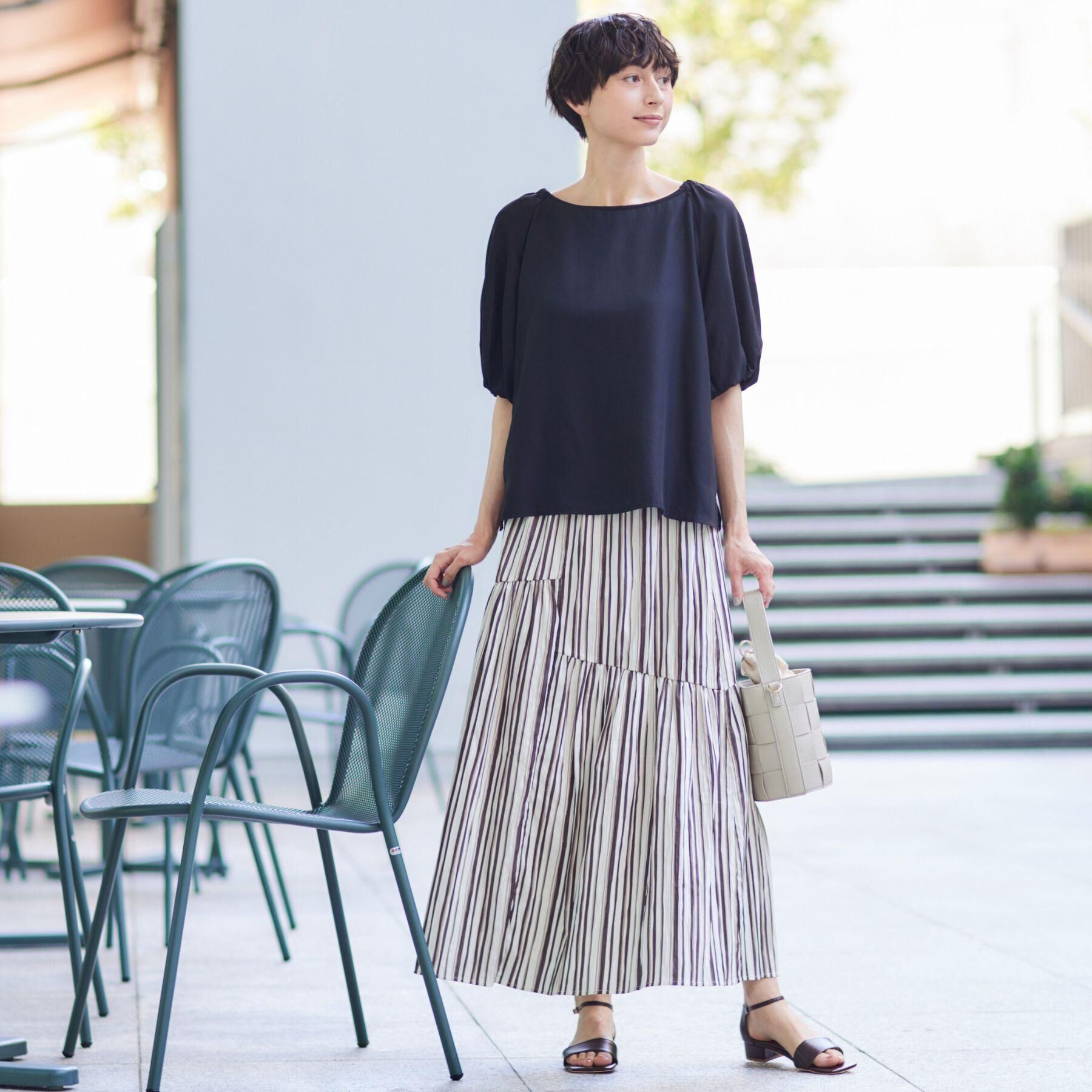 Dessin「【洗える】バッグギャザー入り五分袖ボリュームブラウス」|シャツ・ブラウス|