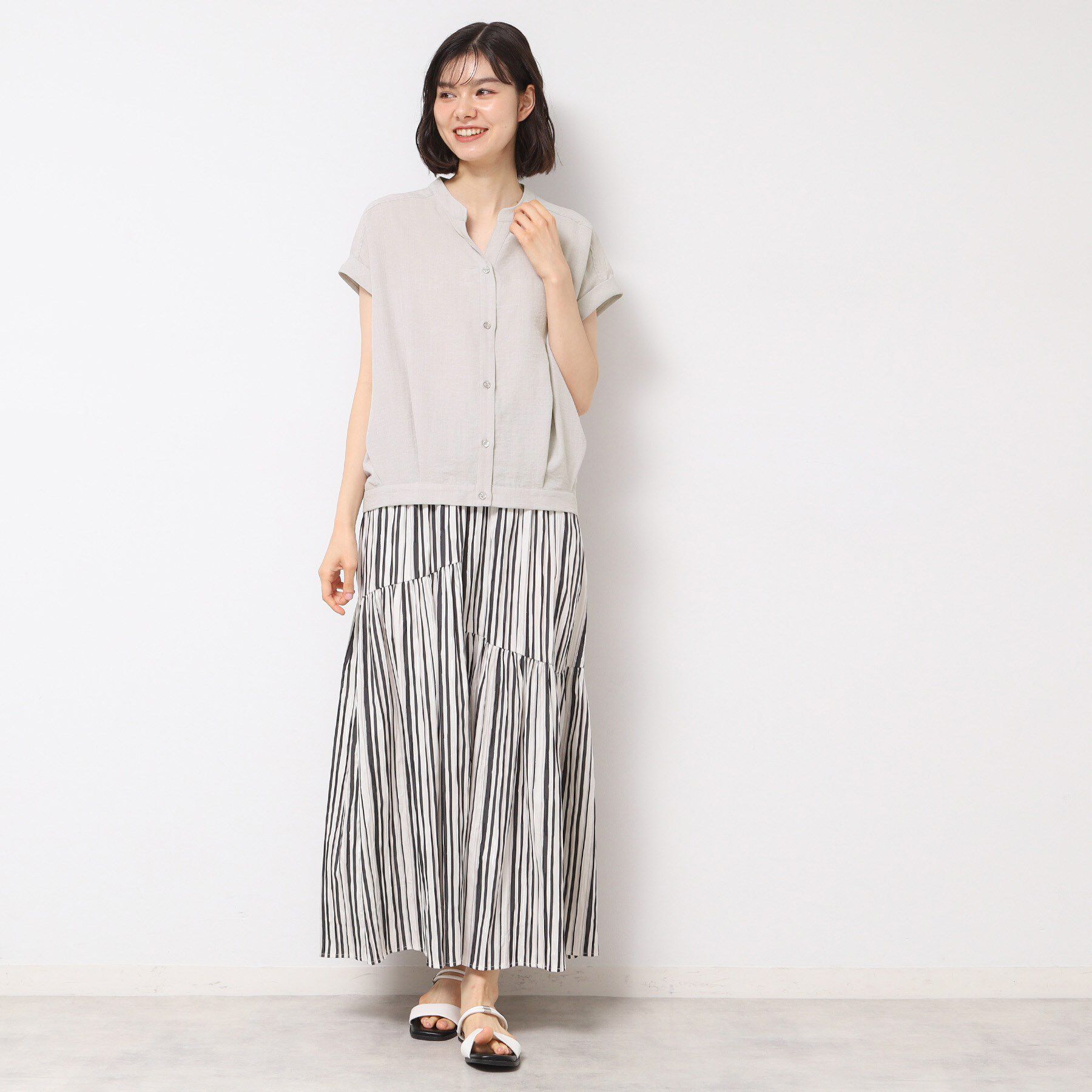 Dessin「【洗える】フレンチスリーブスキッパーシャツ（XS～L）」|シャツ・ブラウス|