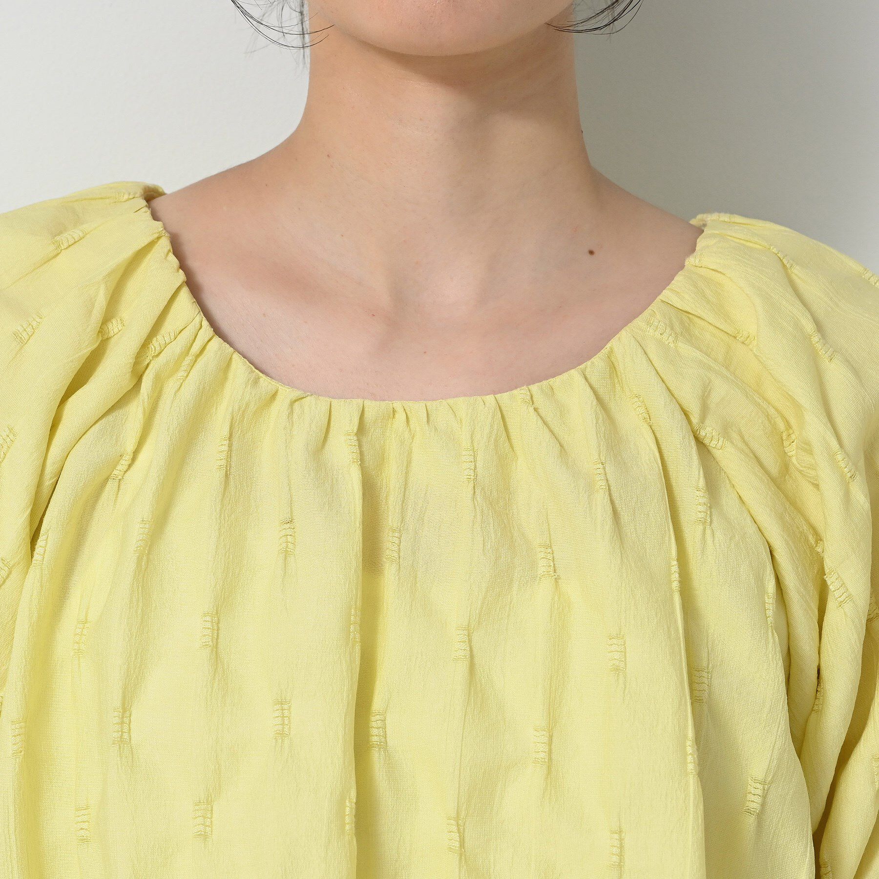 Dessin「【洗える／五分袖】バルーンスリーブジャガードブラウス」|シャツ・ブラウス|