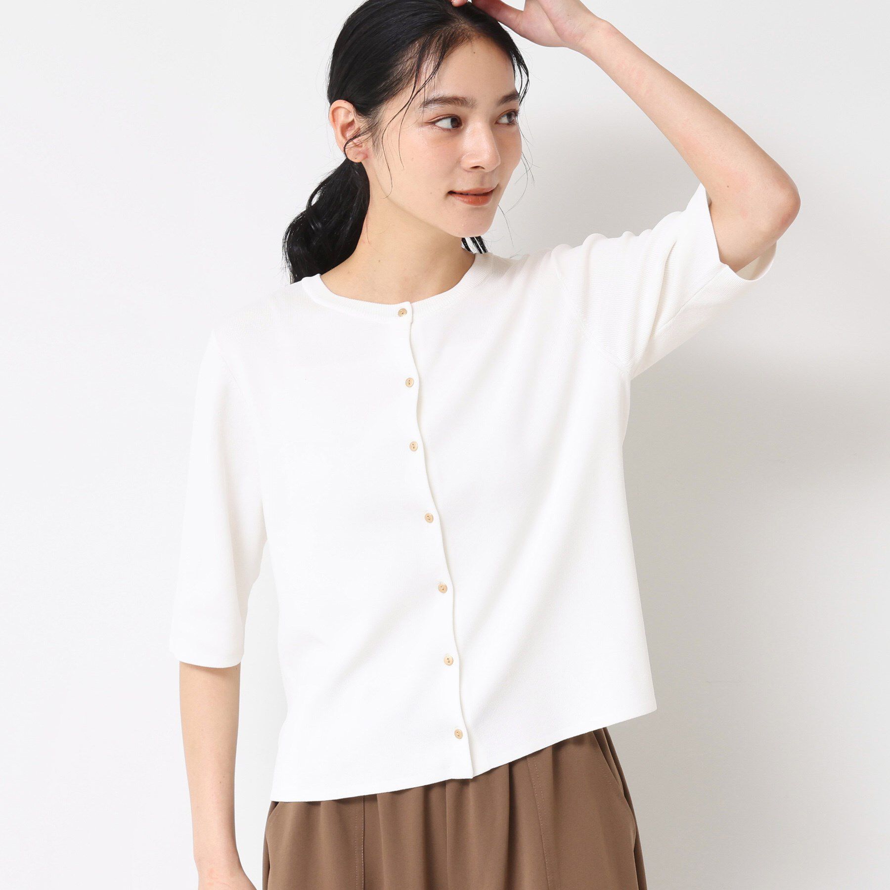 Dessin「【UVカット/洗える】2WAY五分袖カーディガン」|ニット・セーター|