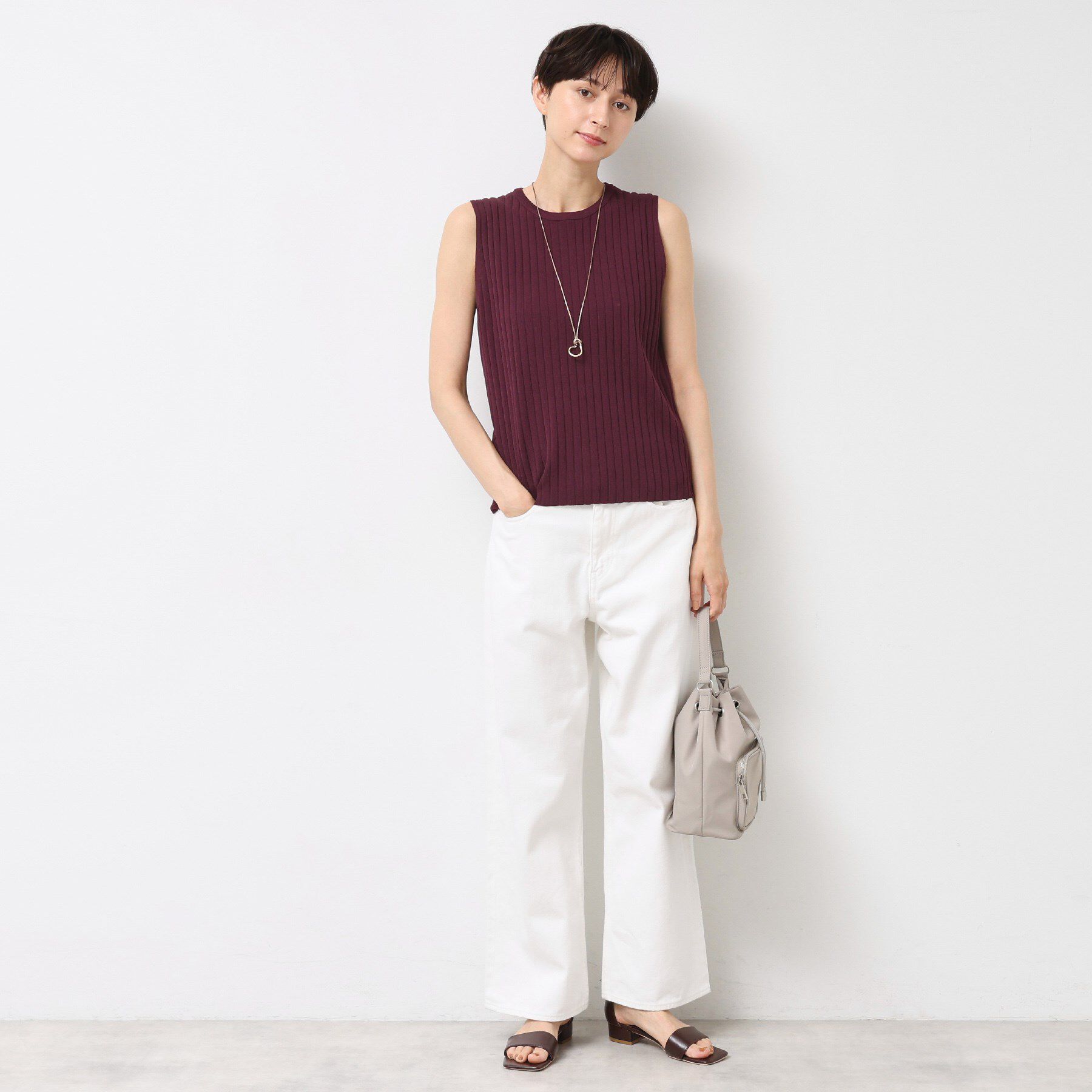 Dessin「【洗える】リブノースリーブニット」|ニット・セーター|