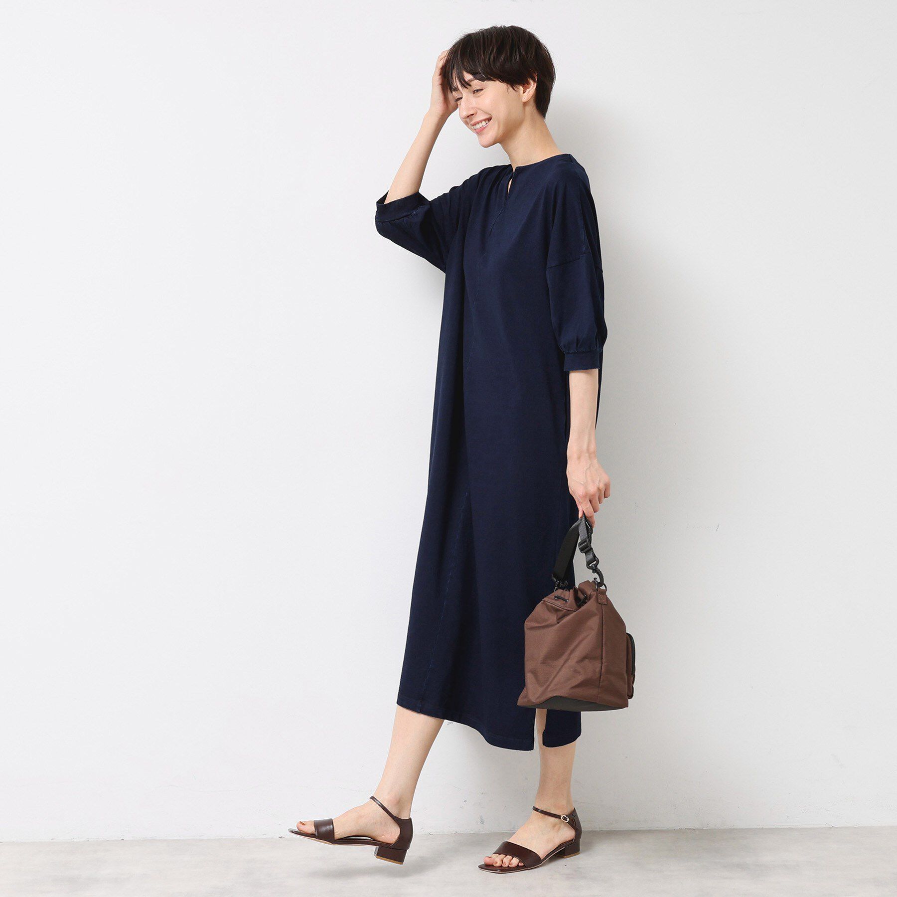 Dessin「【洗える】インディゴ天竺デニム調リラクシーワンピース」|ワンピース|