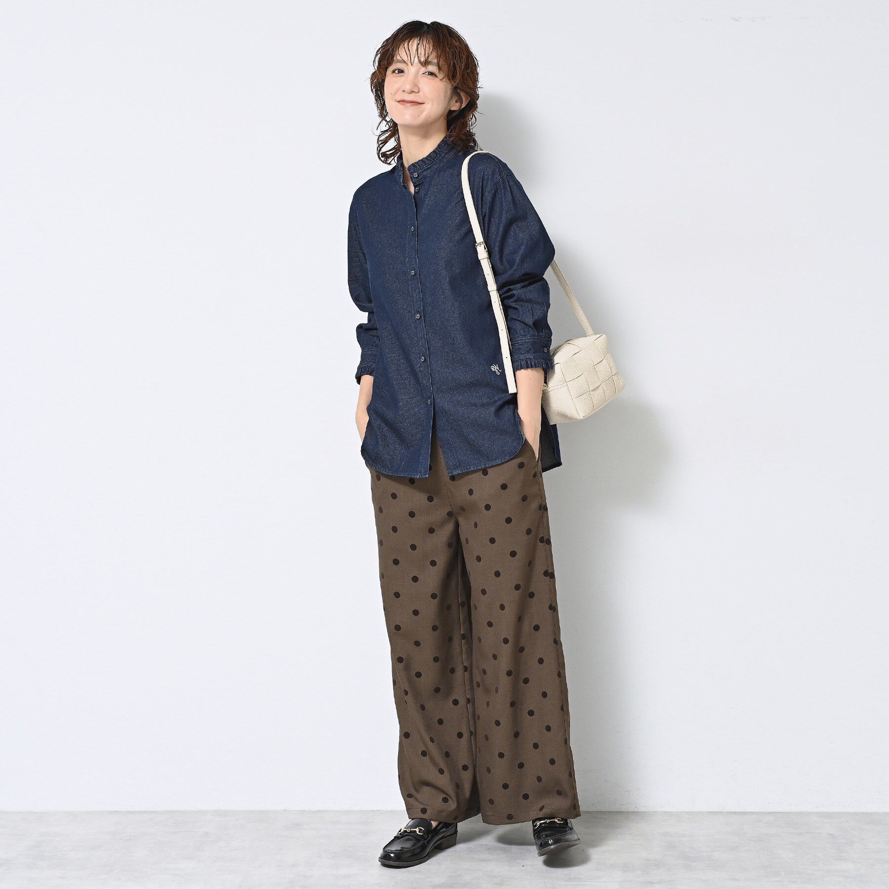 Dessin「【洗える】フリルデニムシャツ」|シャツ・ブラウス|