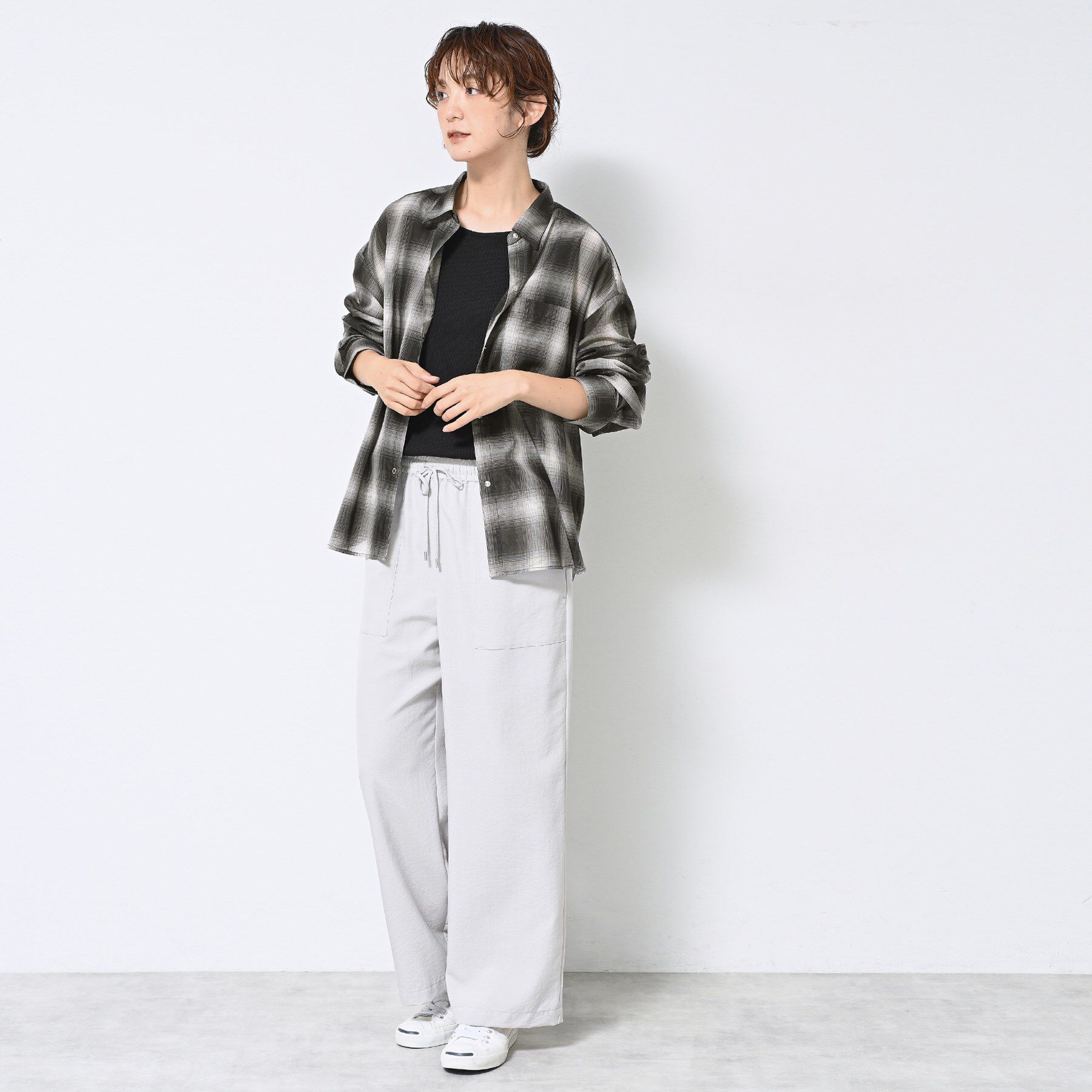 Dessin「【洗える】シアーオンブレーチェックシャツ」|シャツ・ブラウス|