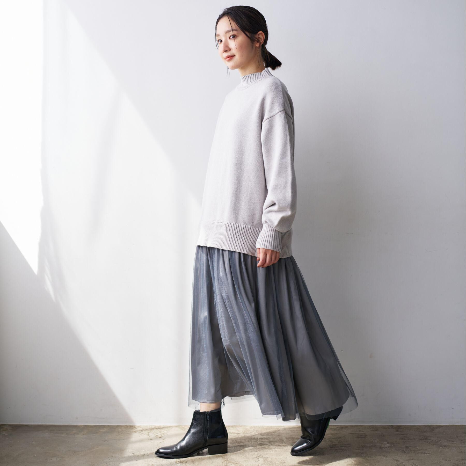 Dessin「【洗える】ニットチュールドッキングワンピース」|ワンピース|ライトグレー(011