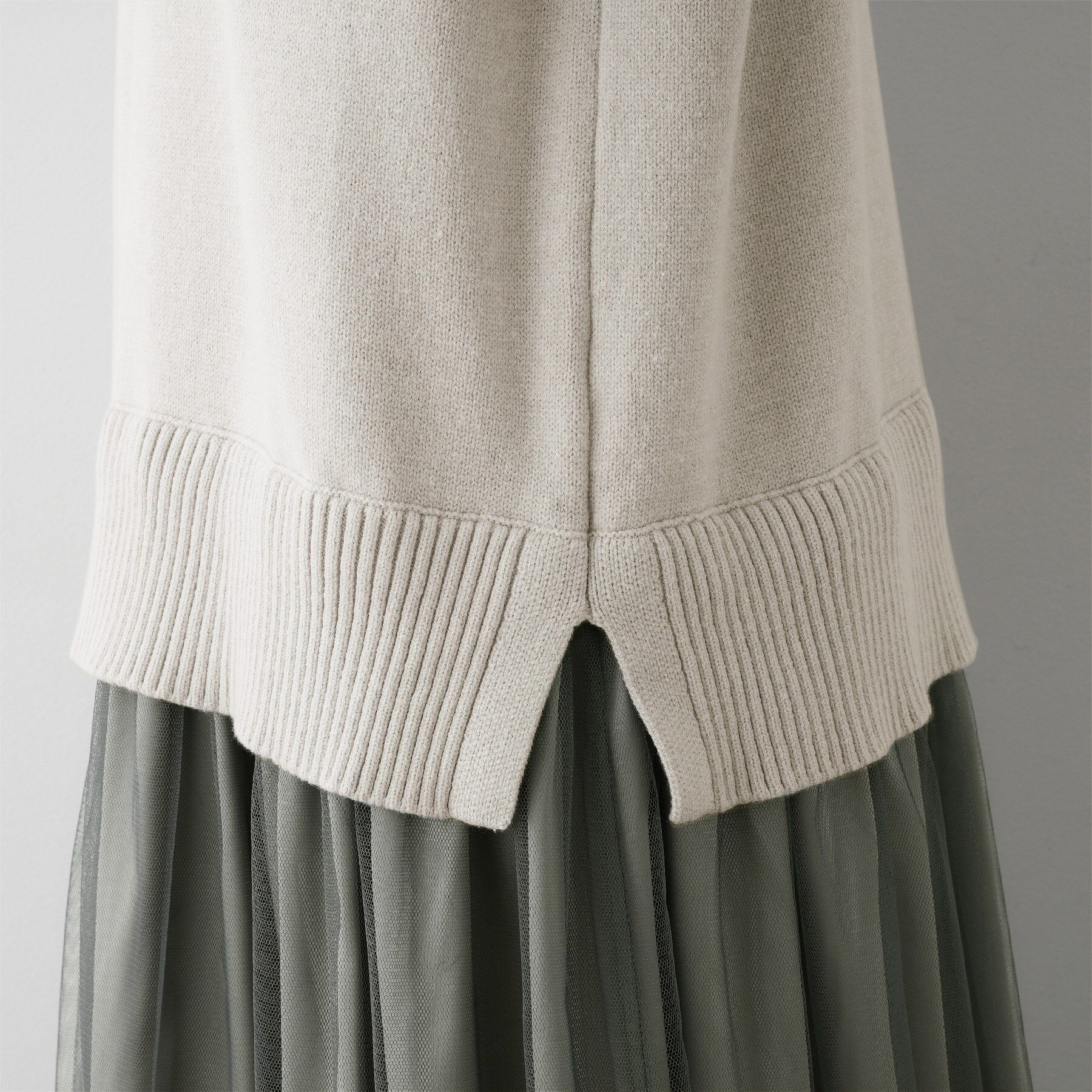 Dessin「【洗える】ニットチュールドッキングワンピース」|ワンピース|