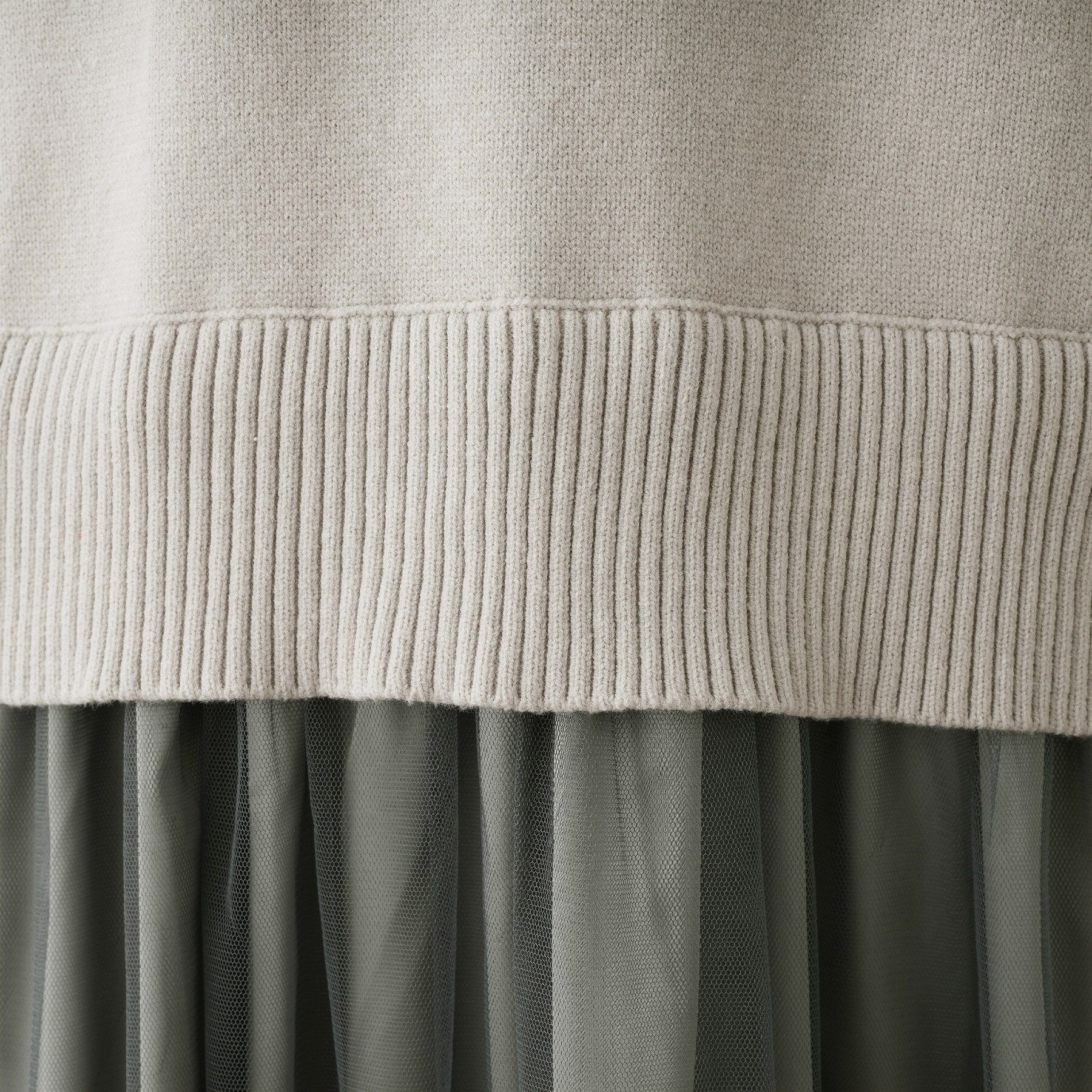 Dessin「【洗える】ニットチュールドッキングワンピース」|ワンピース|