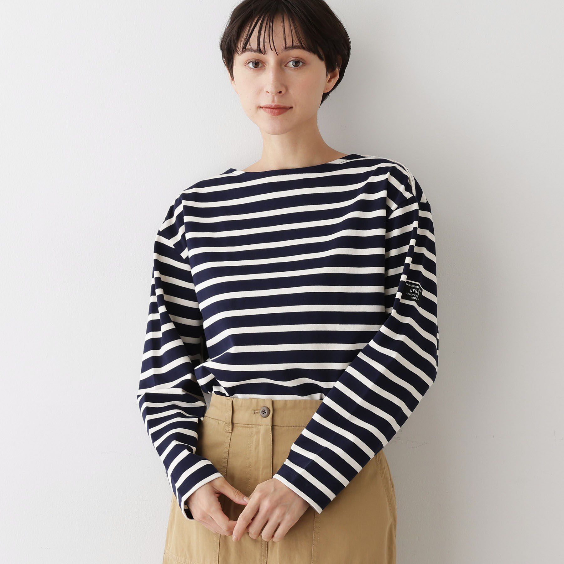 Dessin「【ユニセックス・洗える】ボートネックボーダーカットソー」|Tシャツ・カットソー|