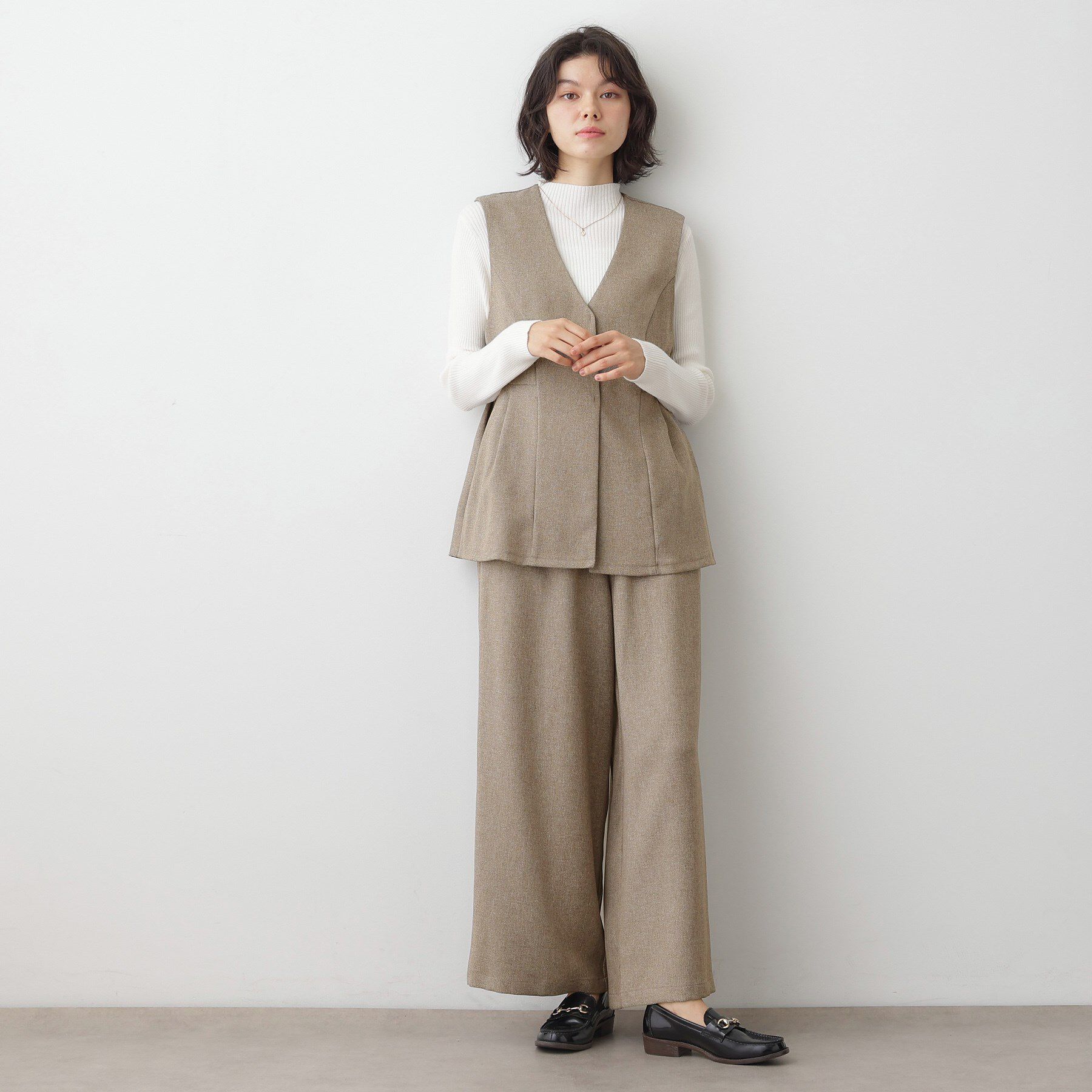 Dessin「【2点セット/ウエストゴム/洗える】ツイストクロスセットアップ」|スーツ|