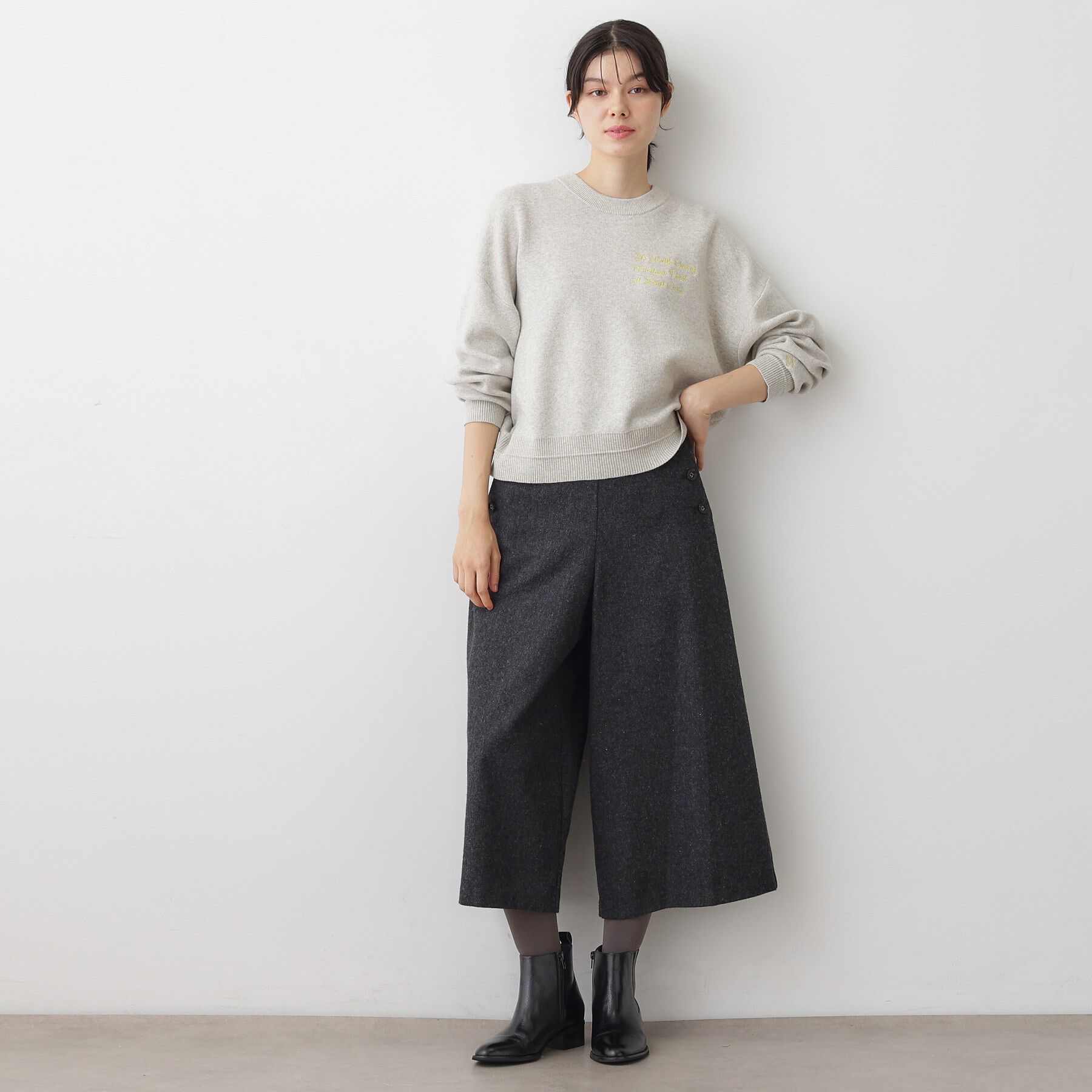 Dessin「【洗える】メッセージ刺繍入りジャカードニット」|ニット・セーター|