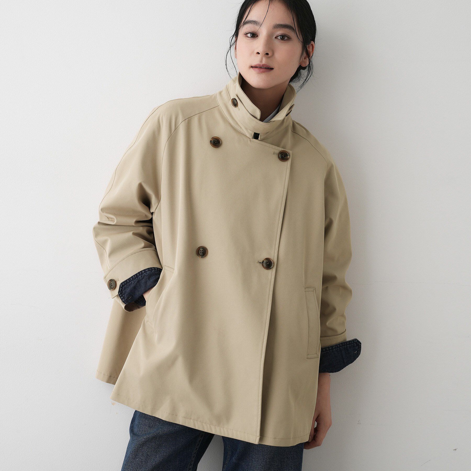 Dessin「【撥水・洗える】スタンドカラートレンチジャケット」|トレンチコート|