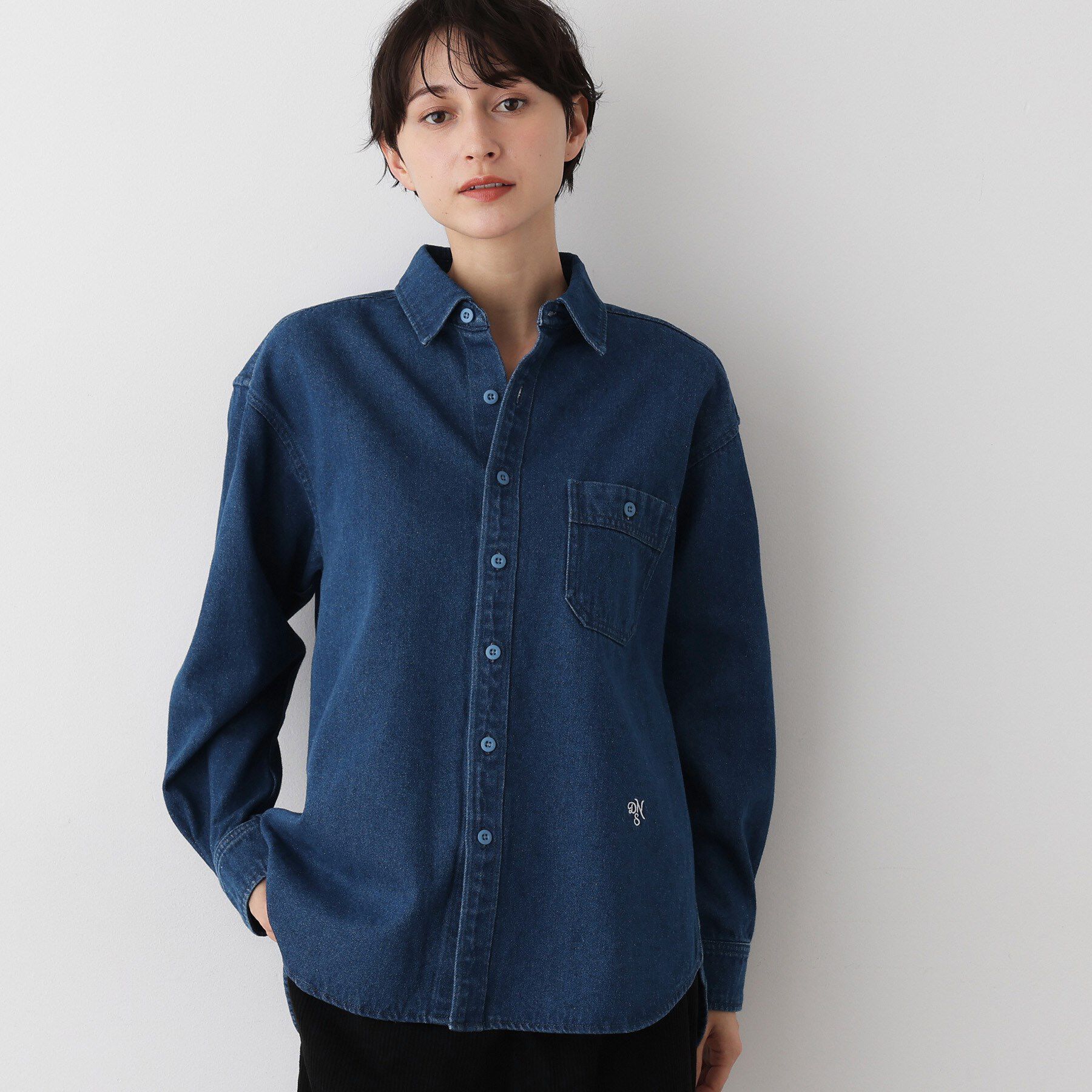 Dessin「【ユニセックス/洗える】10OZコットンデニムシャツ」|シャツ・ブラウス|ブルー(092)