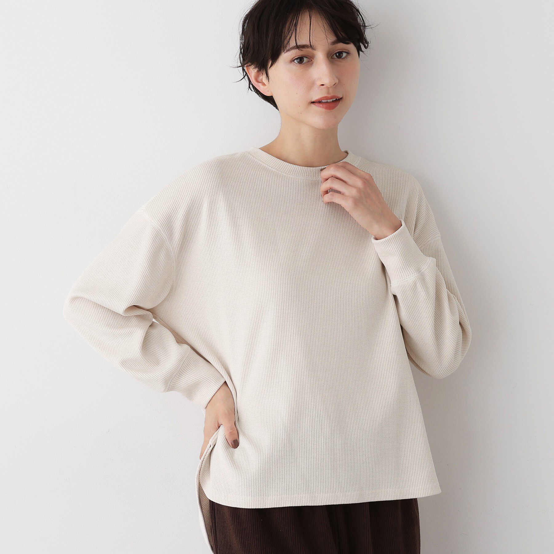 Dessin「【洗える】ベロアサーマルカットソー」|Tシャツ・カットソー|オフホワイト(003