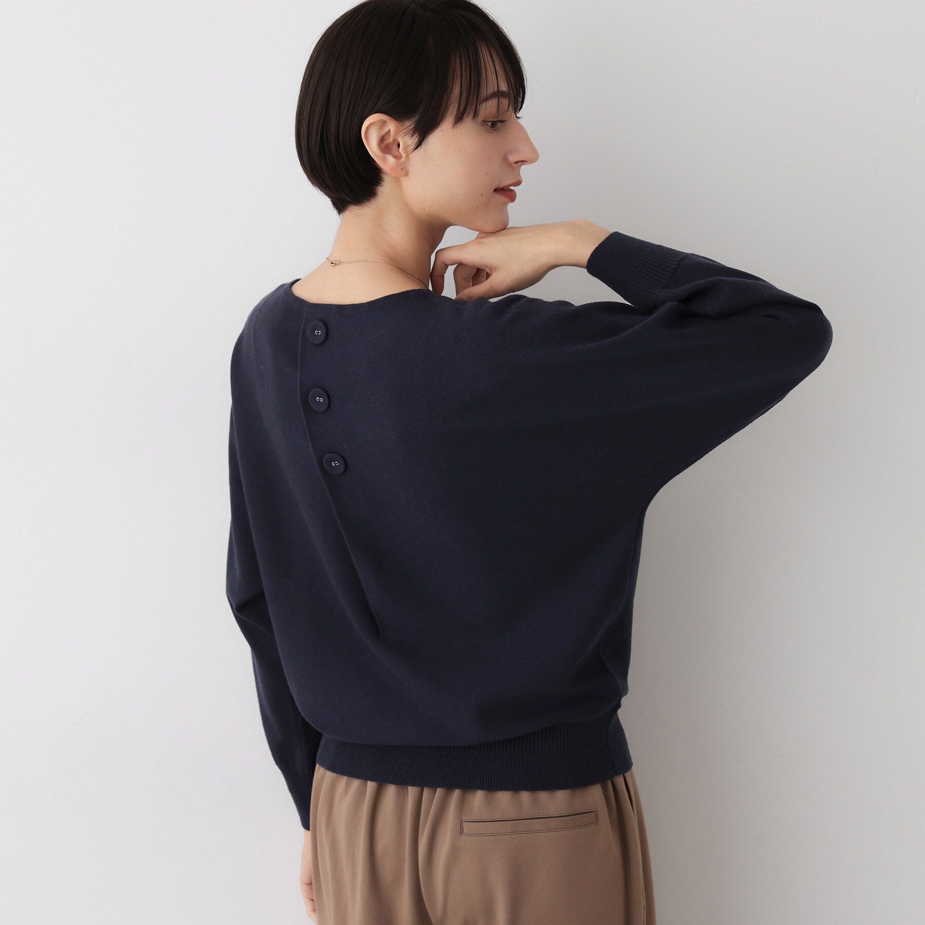 Dessin「【洗える】ウールブレンド後ろボタンニット」|ニット・セーター|