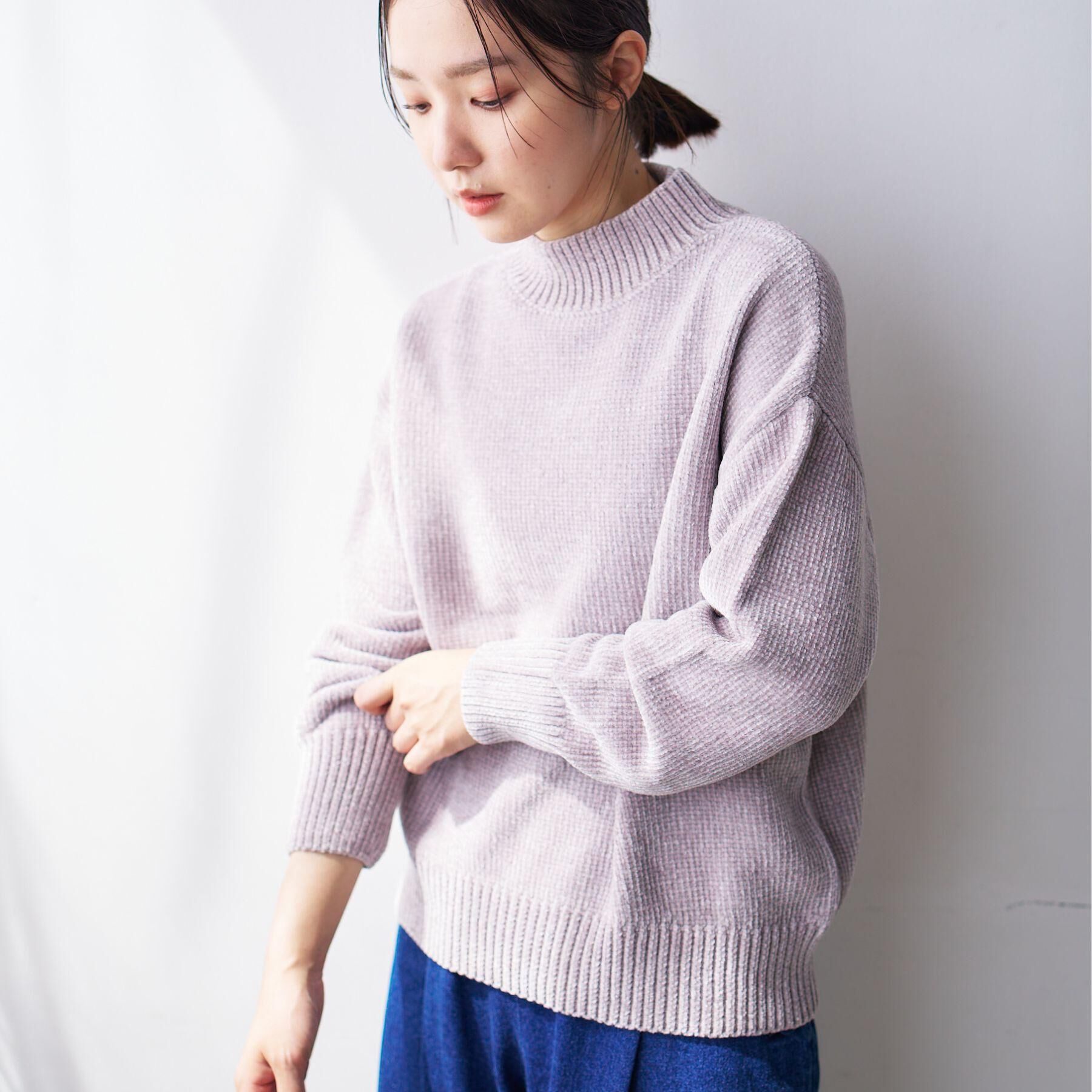 Dessin「【洗える】ハイネックベロアモールニット」|ニット・セーター|