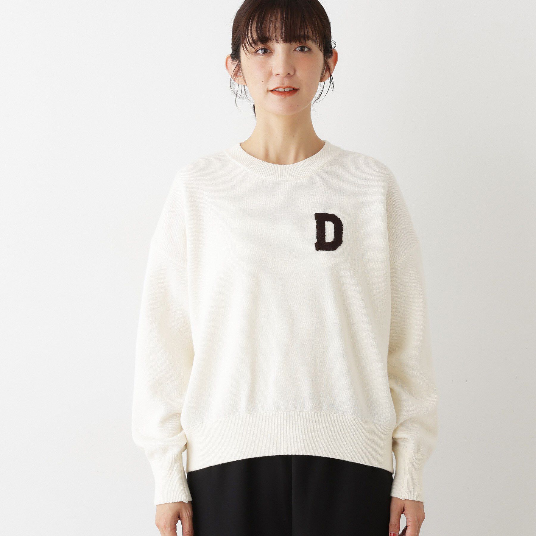 Dessin「【洗える】Dサガラ刺繍ワッペン付きニット」|ニット・セーター|