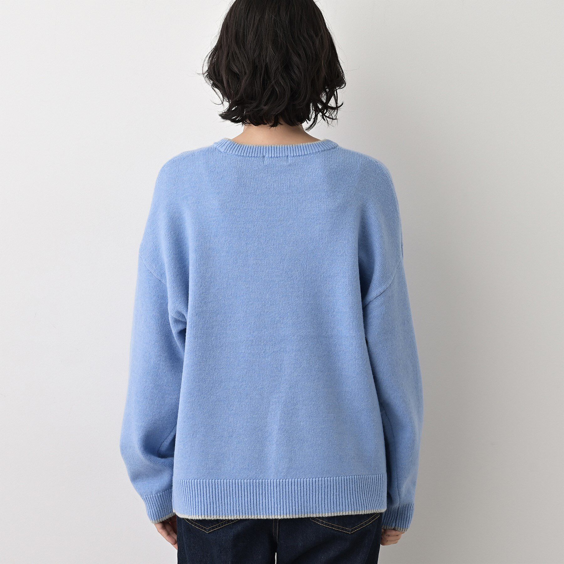 Dessin「【洗える】ペイント風刺繍入り配色ラインニット」|ニット・セーター|