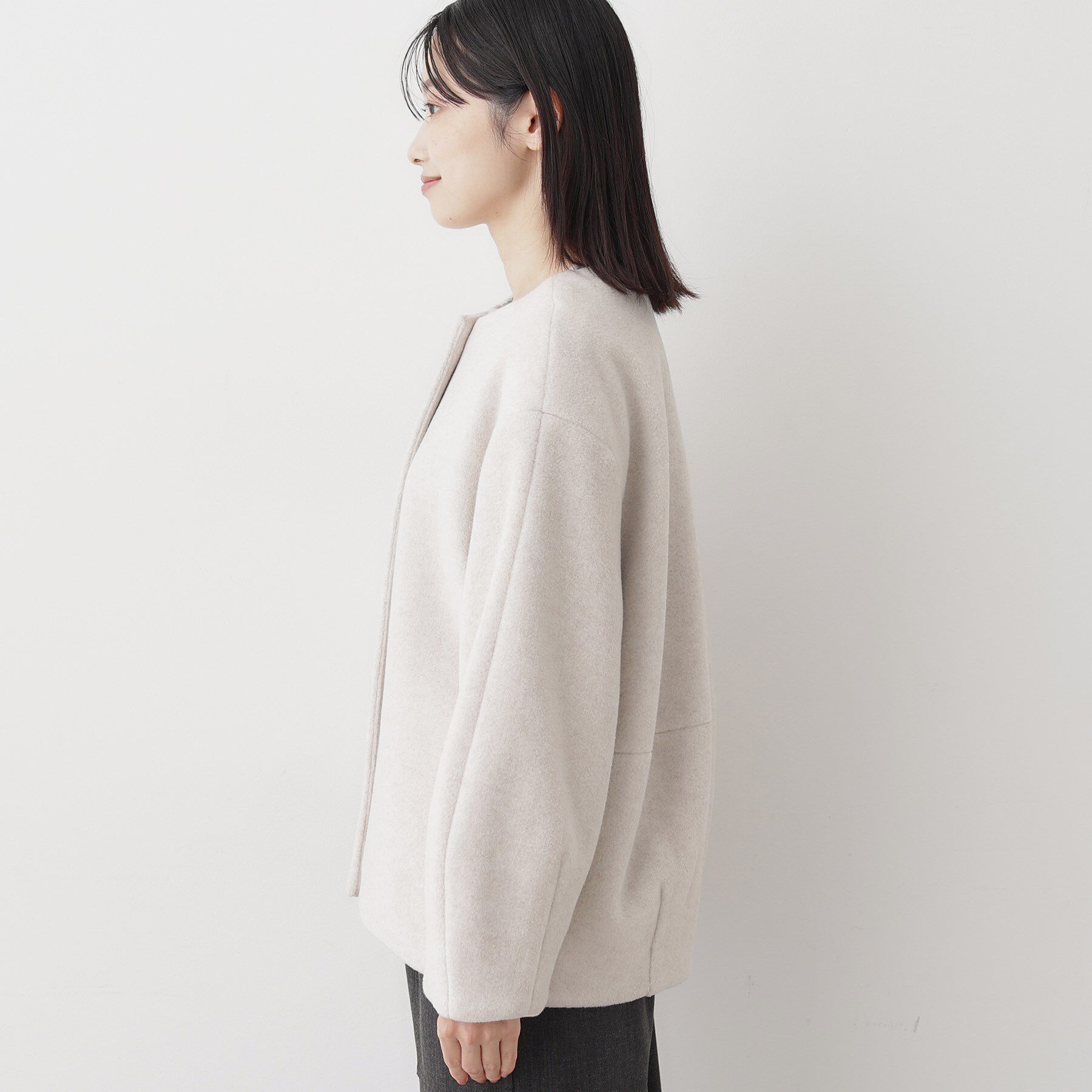Dessin「メランジ起毛ジャケット」|ノーカラーコート|