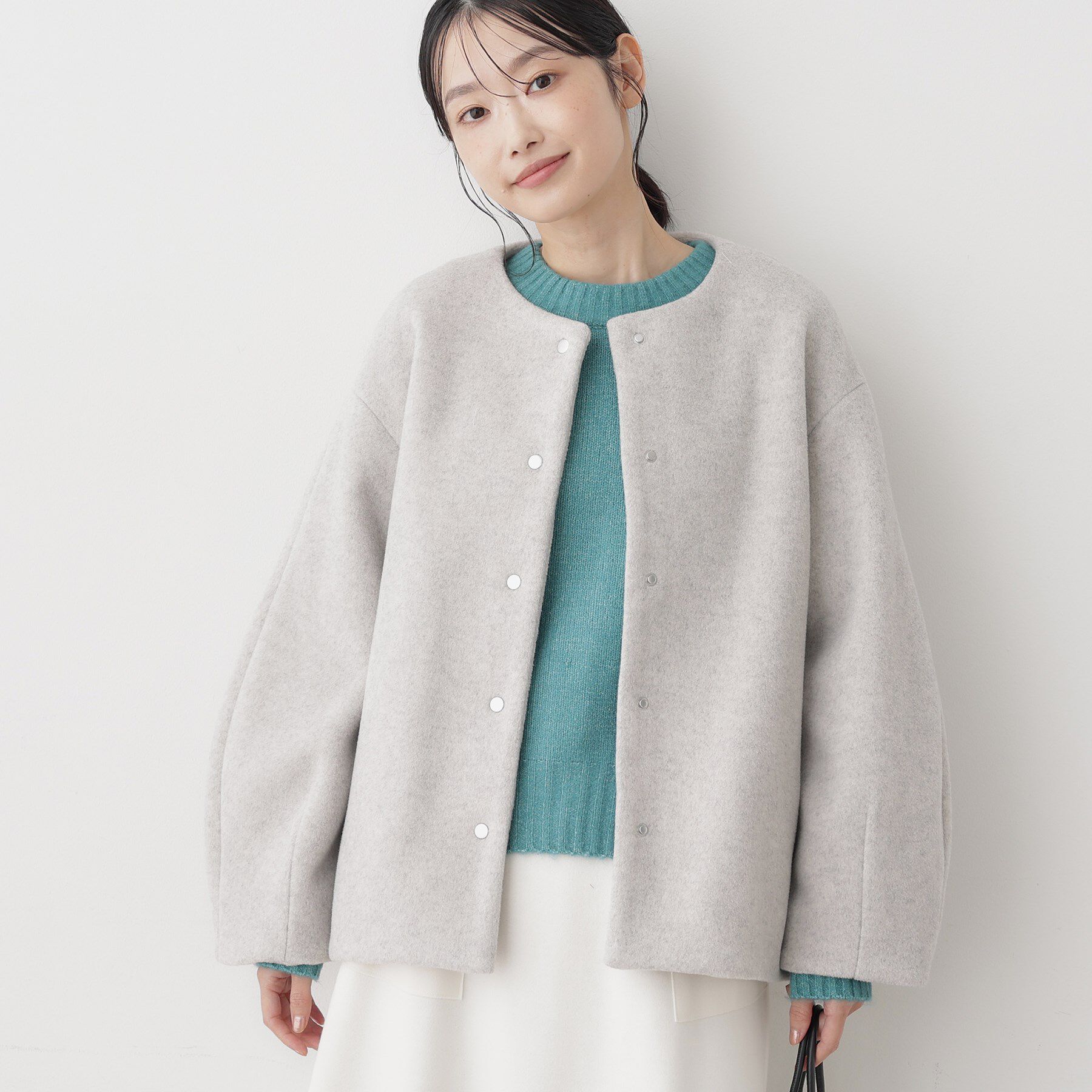 Dessin「メランジ起毛ジャケット」|ノーカラーコート|