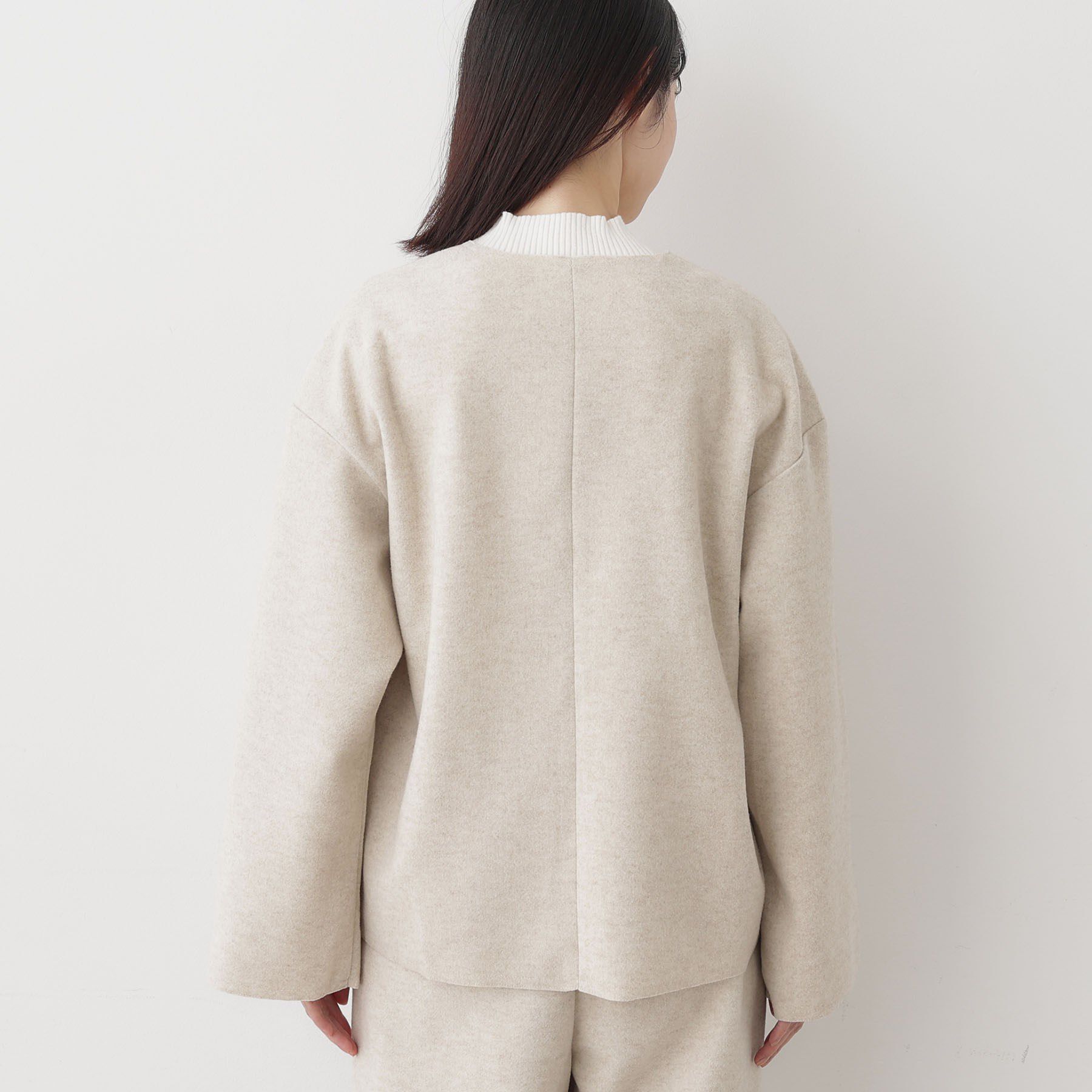 Dessin「【セットアップ可/洗える】Vネックメルトンジャージ」|シャツ・ブラウス|