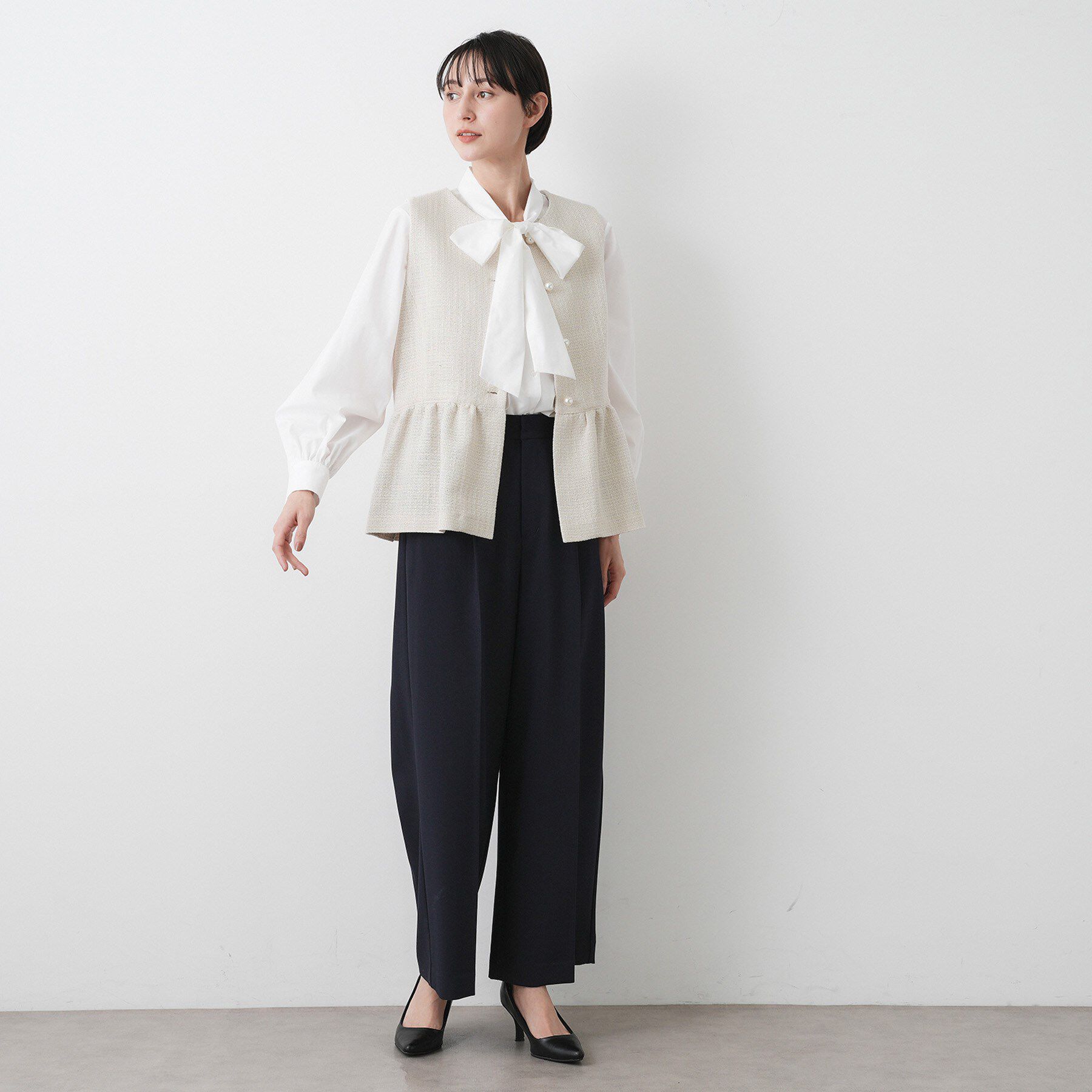 Dessin「【入卒/セレモニー】パール調ボタンベスト」|ベスト・ジレ|