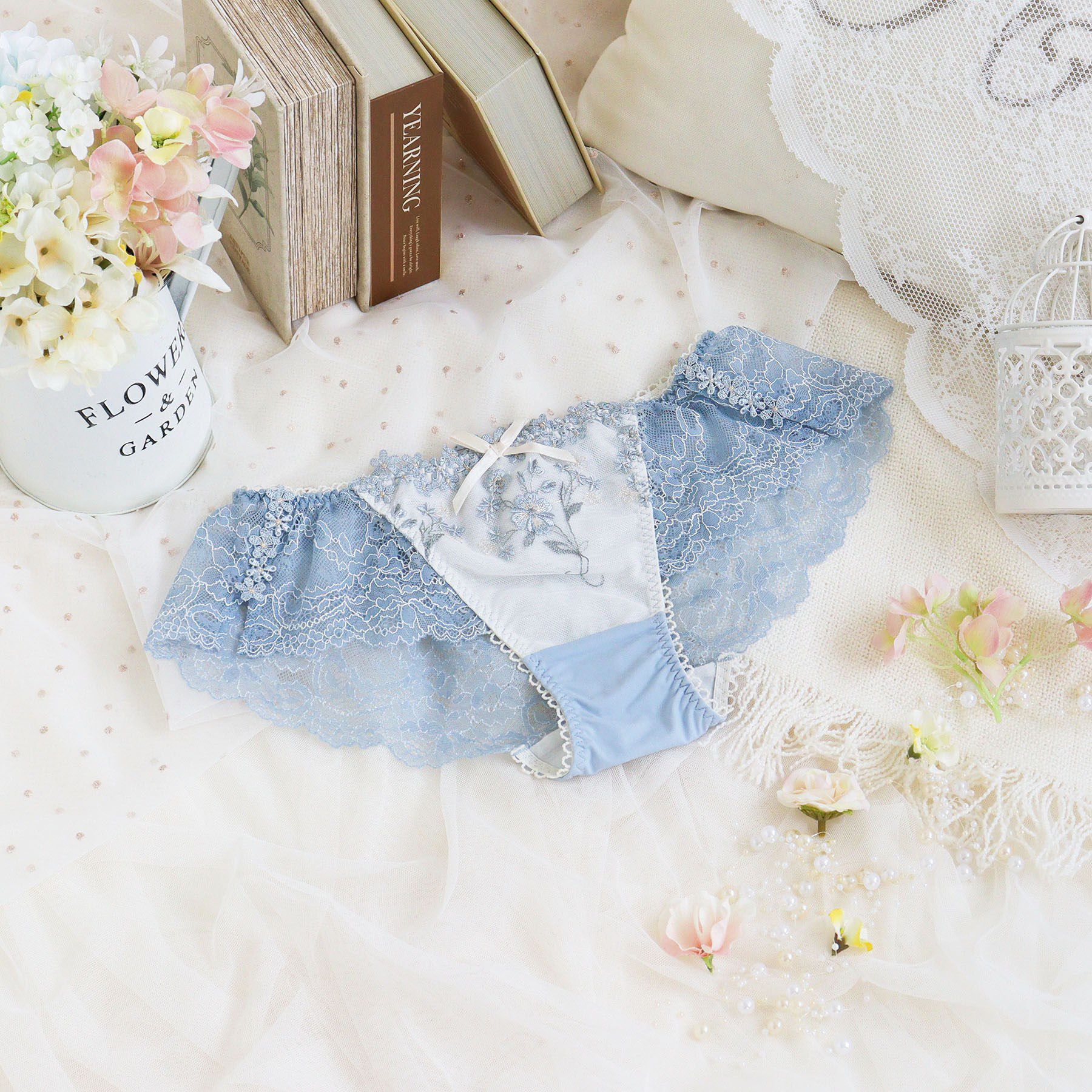 Risa Magli「レーナ レースショーツ」|インナー|ブルー(092)