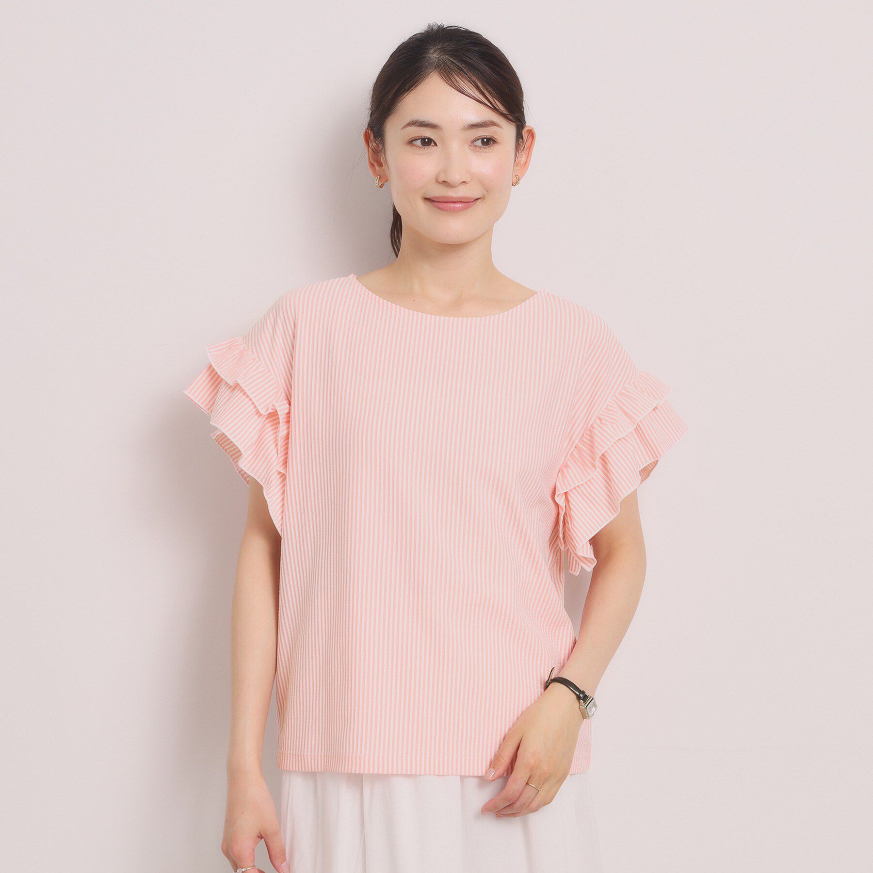 ITS&rsquo;DEMO「【洗濯機OK】カットサッカー袖フリルトップス」|Tシャツ・カットソー|