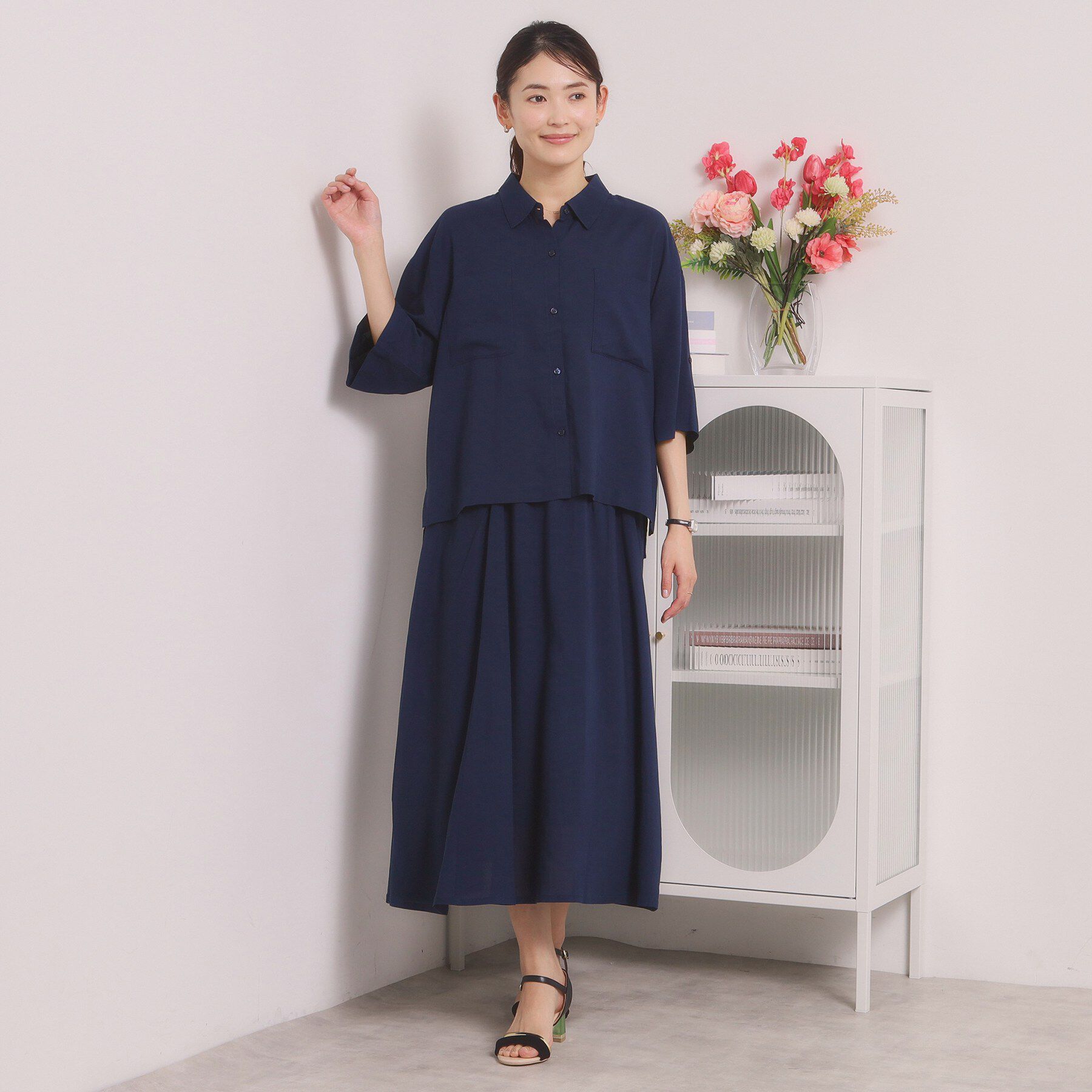 ITS&rsquo;DEMO「【手洗い可／セットアップ可】リネン混ポケット付きシャツ」|シャツ・ブラウス|