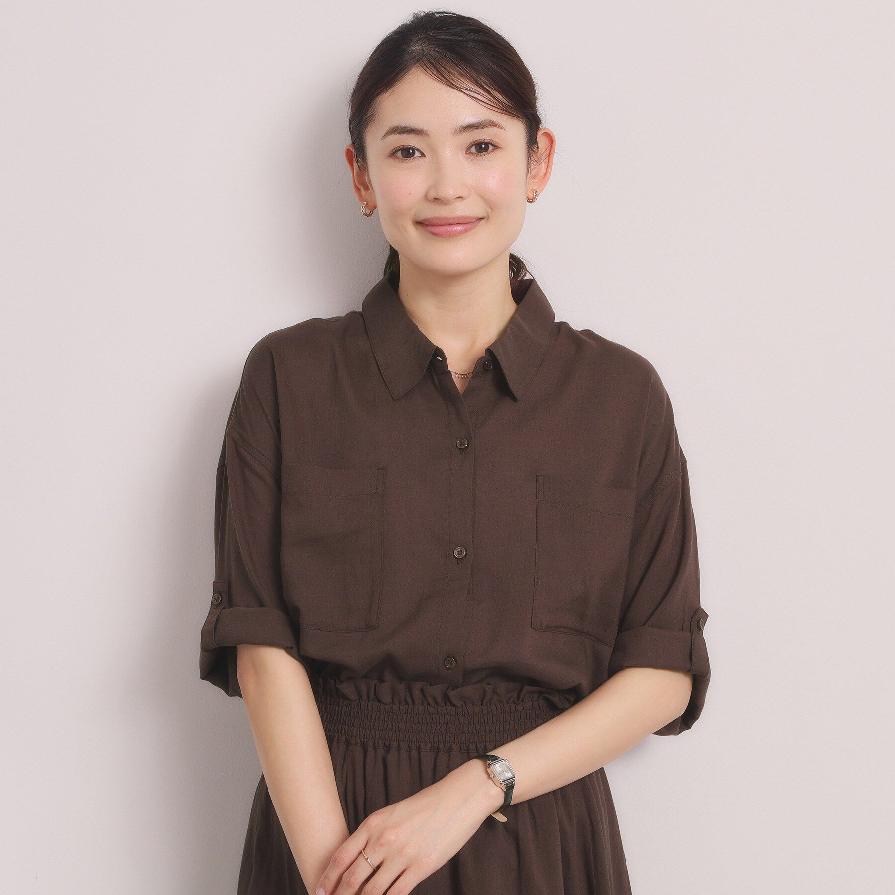 ITS&rsquo;DEMO「【手洗い可／セットアップ可】リネン混ポケット付きシャツ」|シャツ・ブラウス|