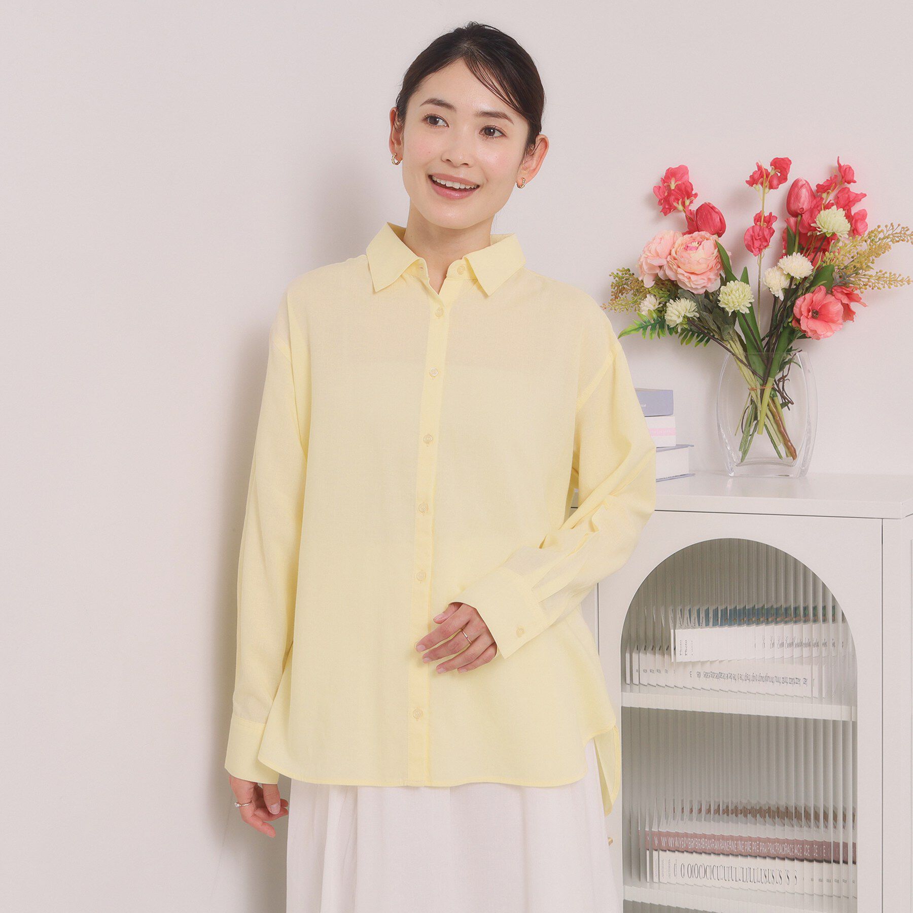 ITS&rsquo;DEMO「【手洗い可】リネン混ベーシックシャツ」|シャツ・ブラウス|ライトイエロー(03