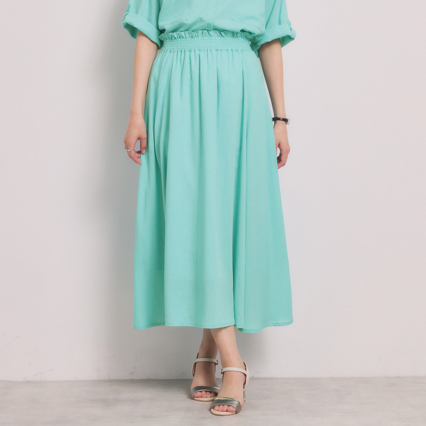 ITS&rsquo;DEMO「【手洗い可／セットアップ可】リネン混ギャザースカート」|スカート|